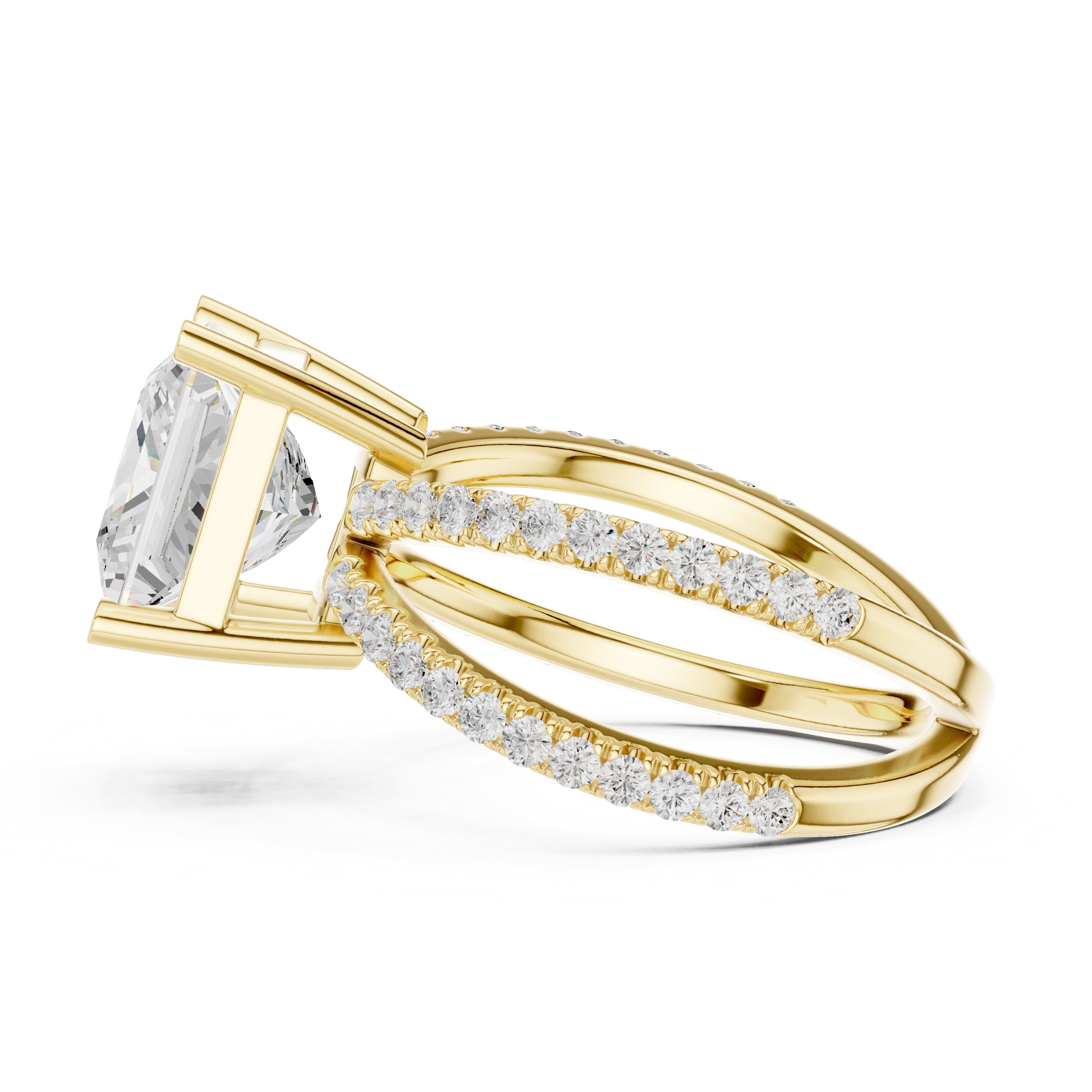 The Entwined Embrace Ring 2.5ct Yellow Gold Princess