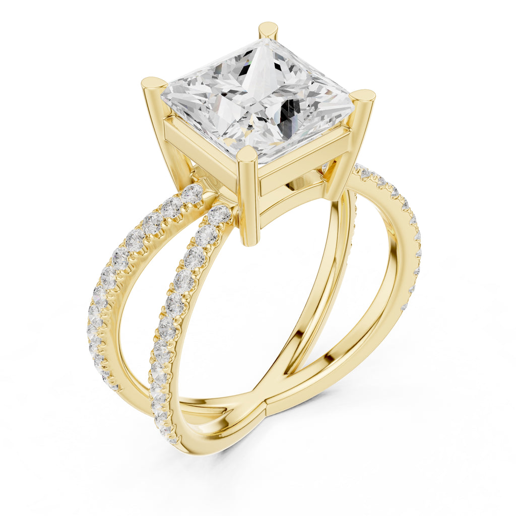 The Entwined Embrace Ring 2.5ct Yellow Gold Princess