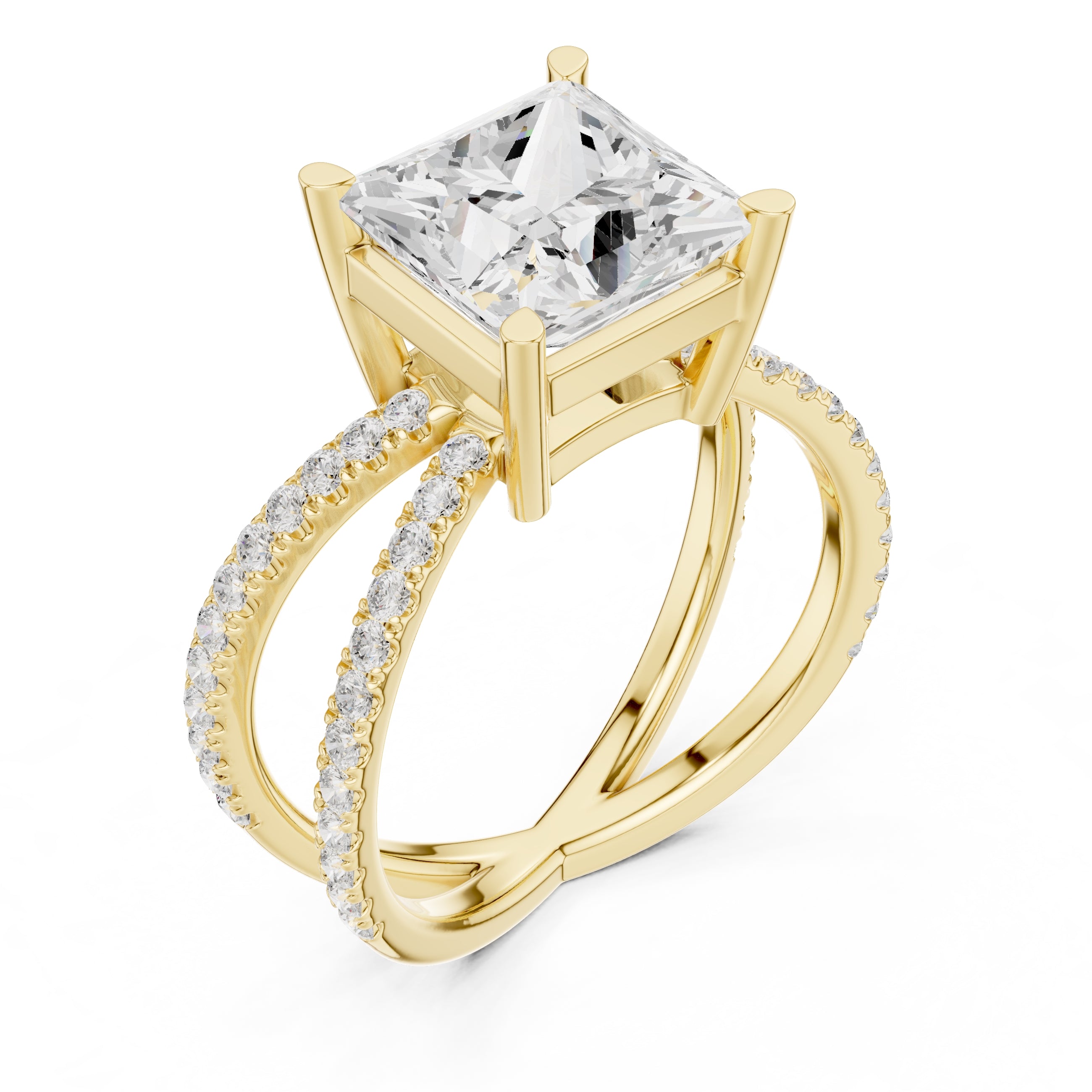 The Entwined Embrace Ring 2.5ct Yellow Gold Princess