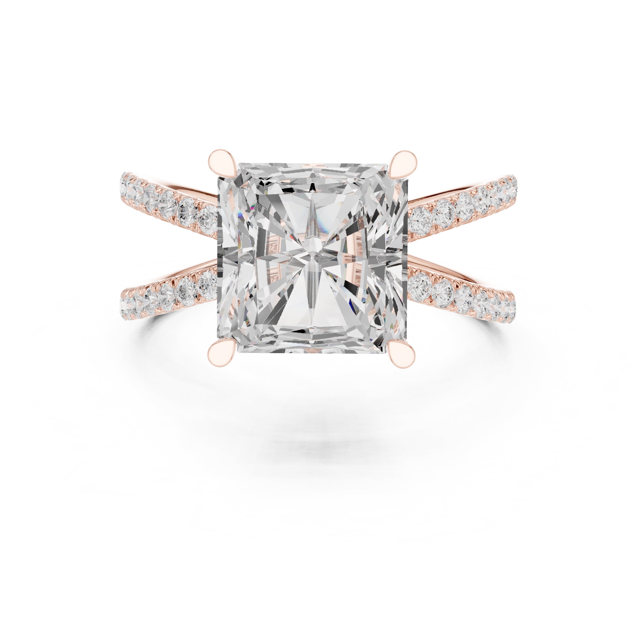 The Entwined Embrace Ring 2.5ct Rose Gold Radiant