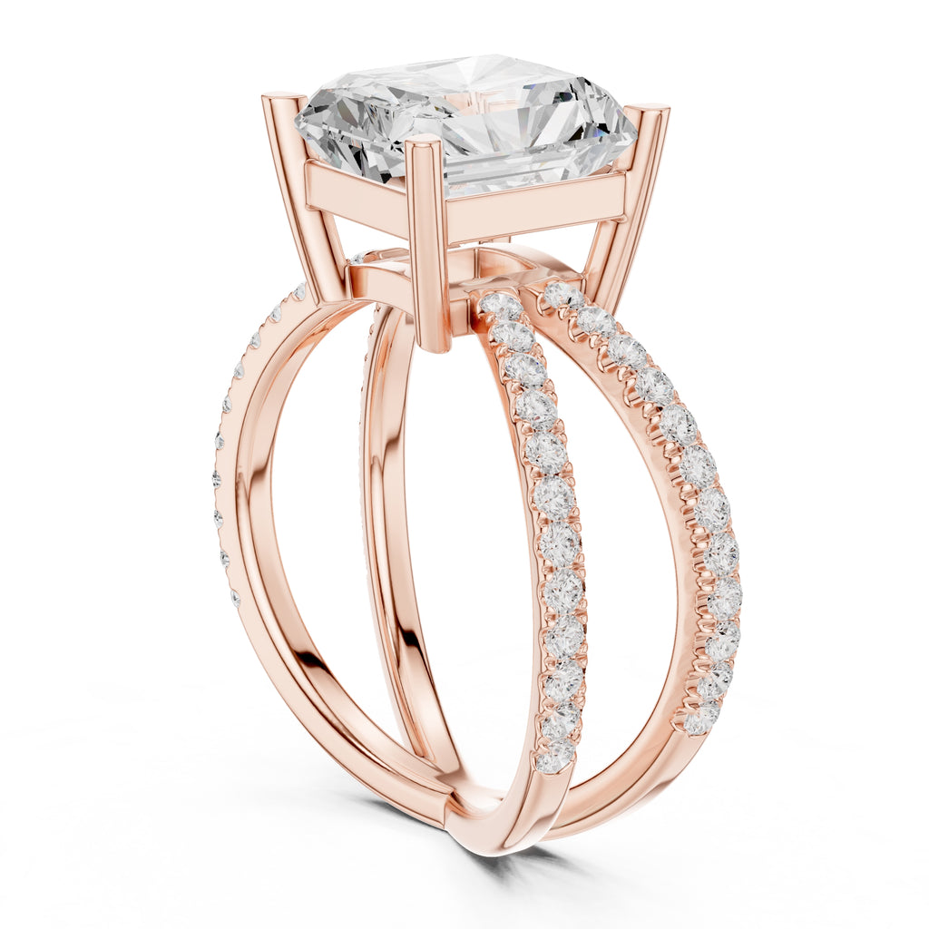 The Entwined Embrace Ring 2.5ct Rose Gold Radiant