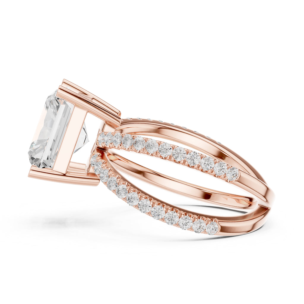 The Entwined Embrace Ring 2.5ct Rose Gold Radiant