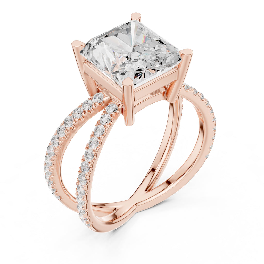 The Entwined Embrace Ring 2.5ct Rose Gold Radiant
