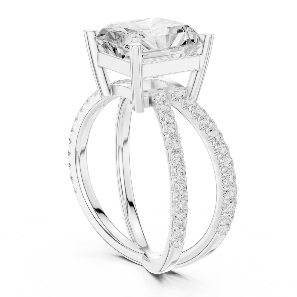 The Entwined Embrace Ring 2.5ct White Gold Radiant