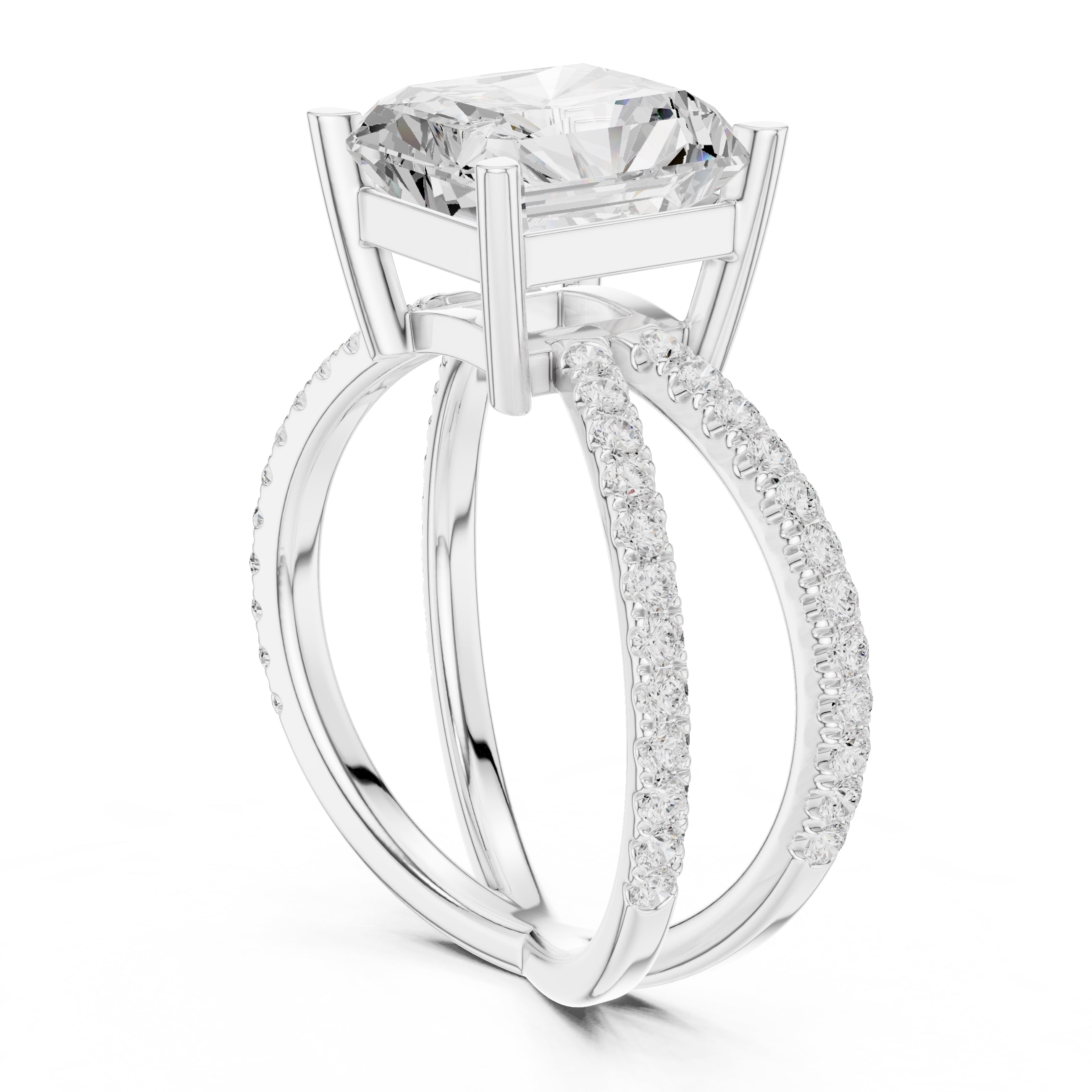 The Entwined Embrace Ring 2.5ct White Gold Radiant