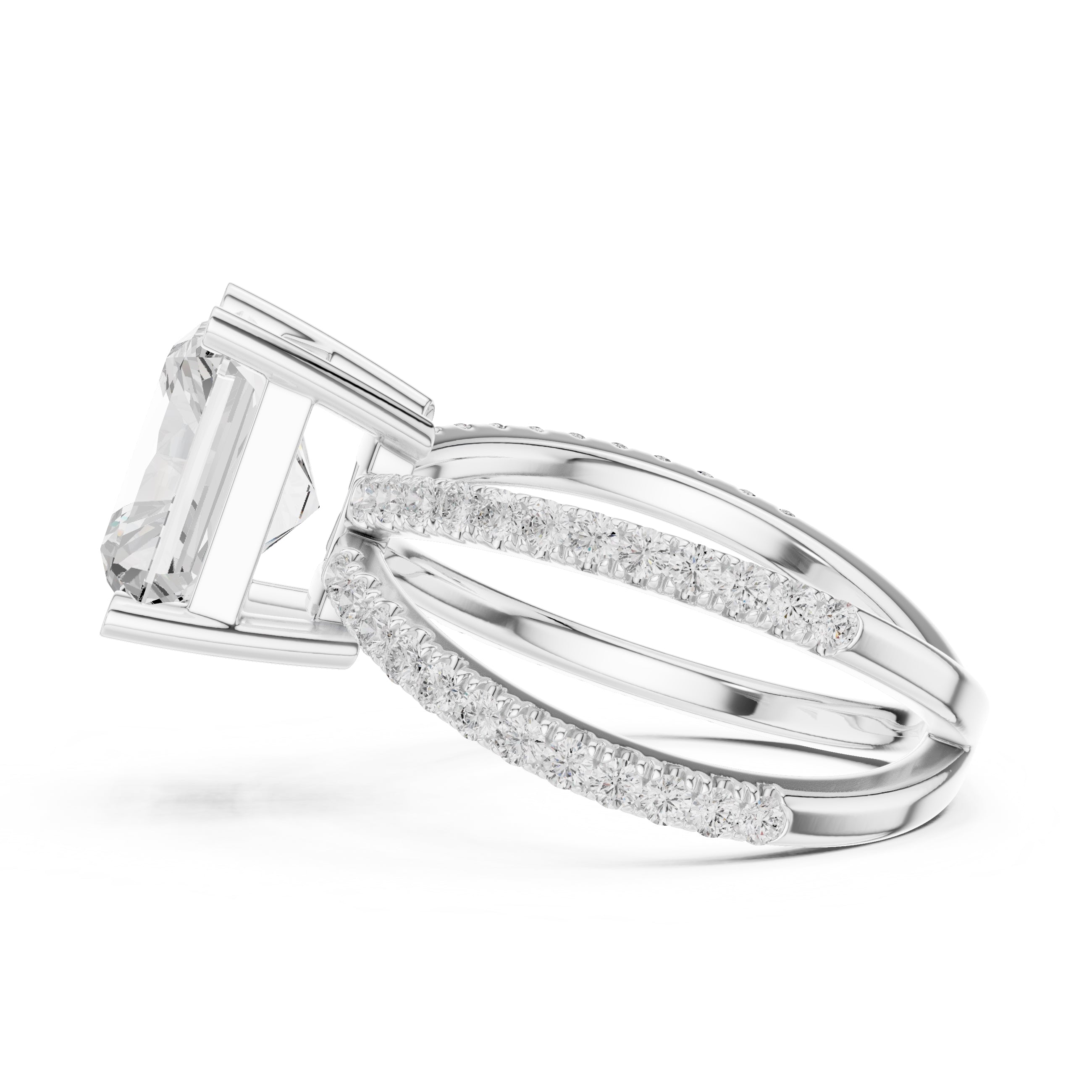 The Entwined Embrace Ring 2.5ct White Gold Radiant