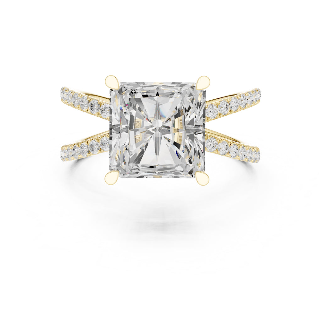 The Entwined Embrace Ring 2.5ct Yellow Gold Radiant