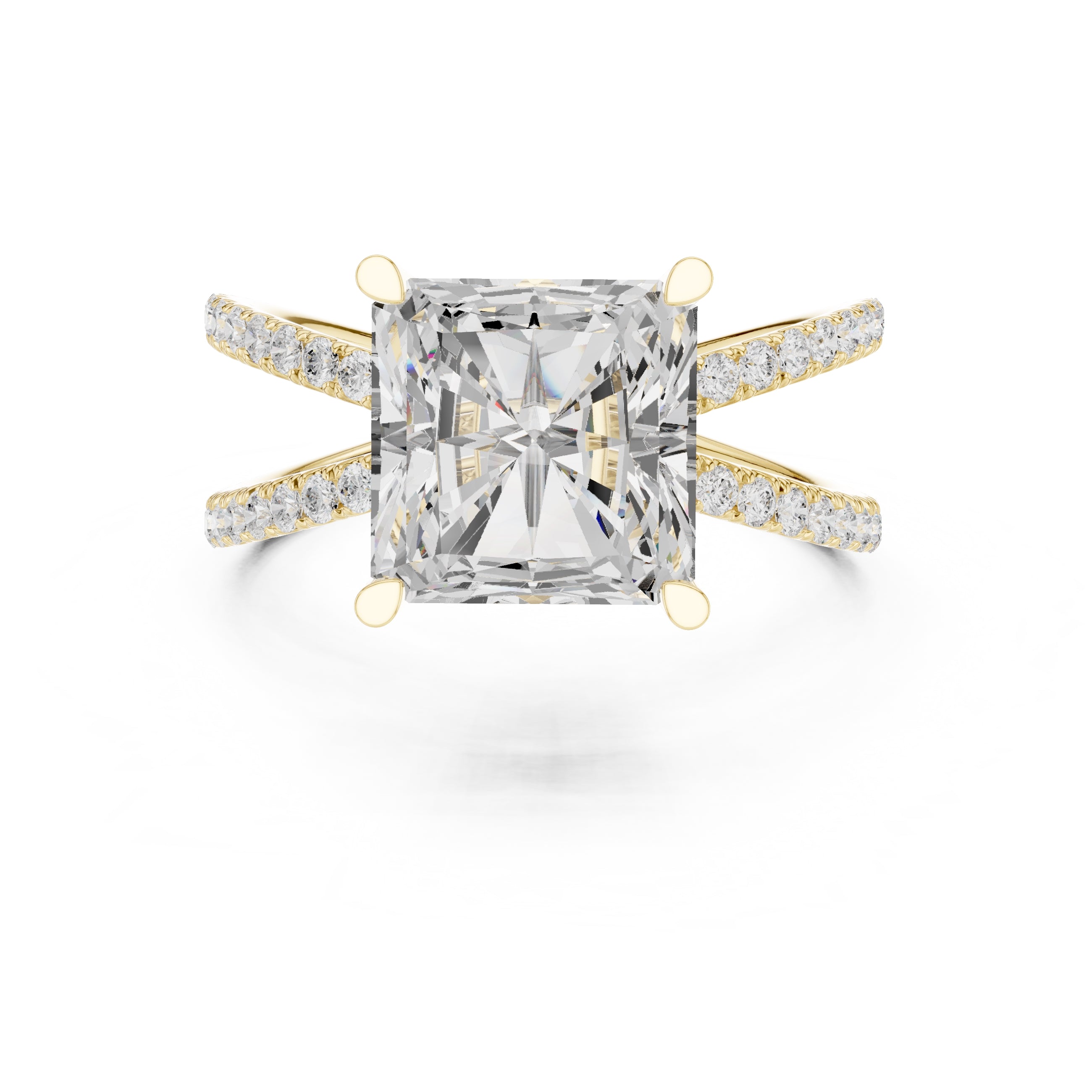 The Entwined Embrace Ring 2.5ct Yellow Gold Radiant