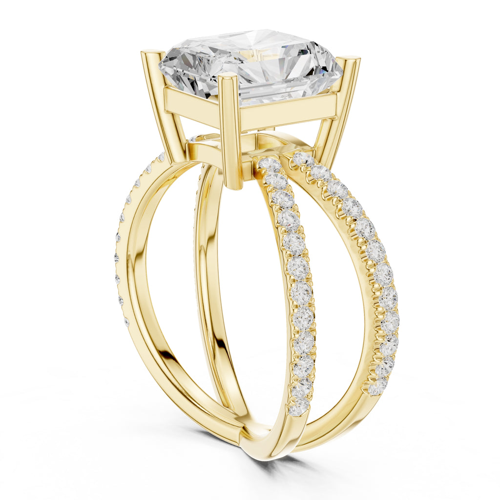 The Entwined Embrace Ring 2.5ct Yellow Gold Radiant