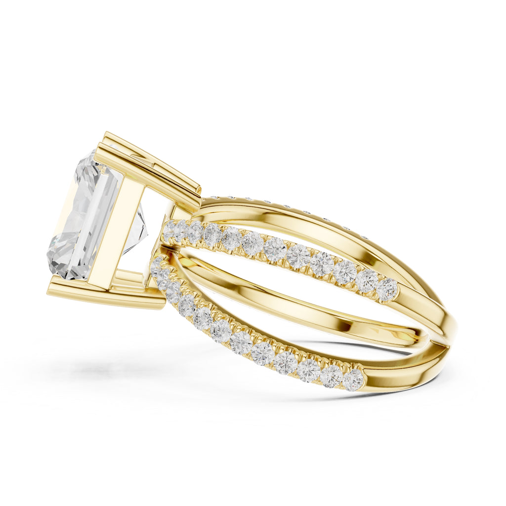 The Entwined Embrace Ring 2.5ct Yellow Gold Radiant