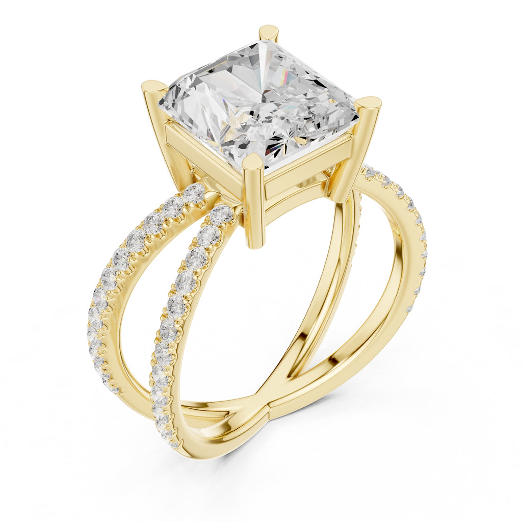 The Entwined Embrace Ring 2.5ct Yellow Gold Radiant