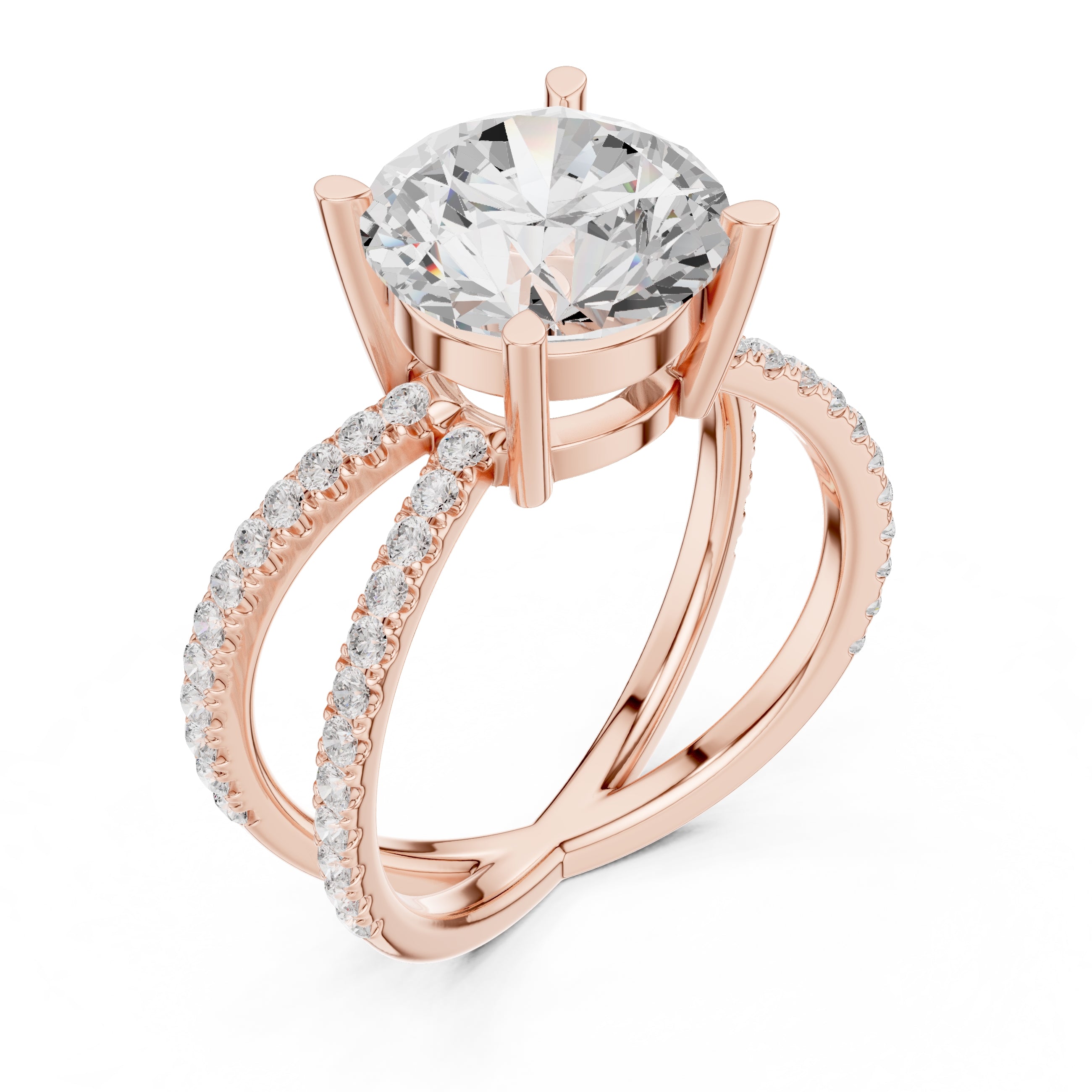 The Entwined Embrace Ring 2.5ct Rose Gold Round