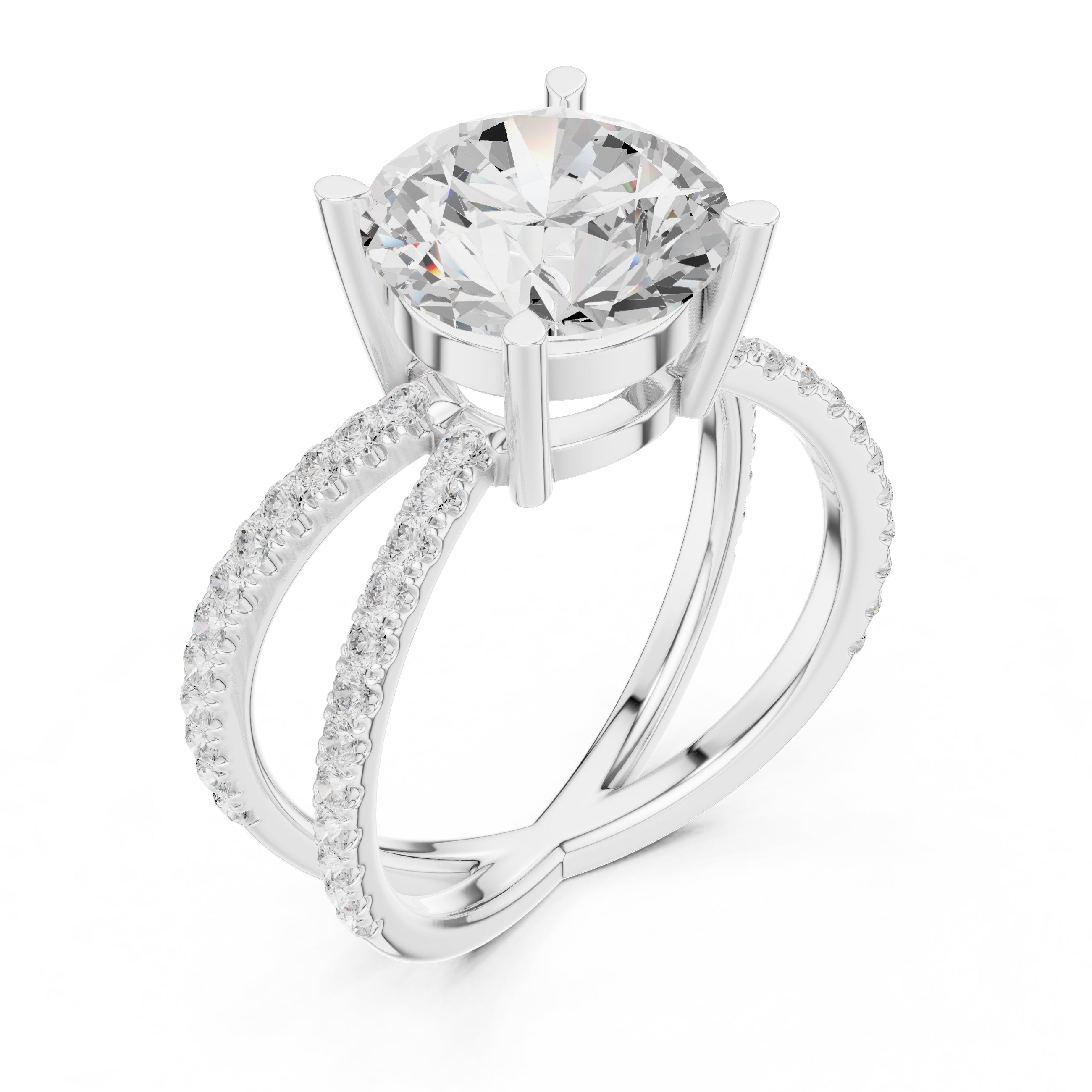 The Entwined Embrace Ring 2.5ct White Gold Round