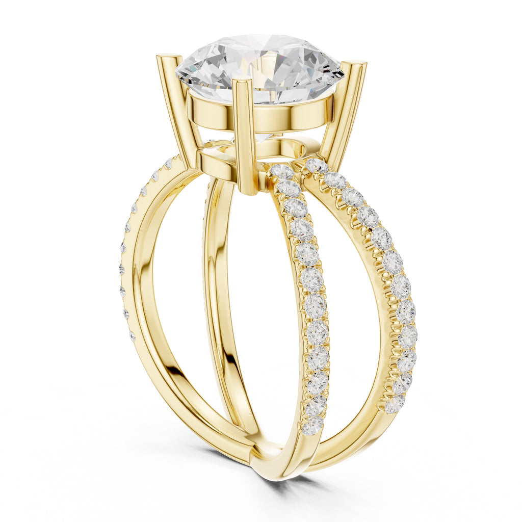 The Entwined Embrace Ring 2.5ct Yellow Gold Round