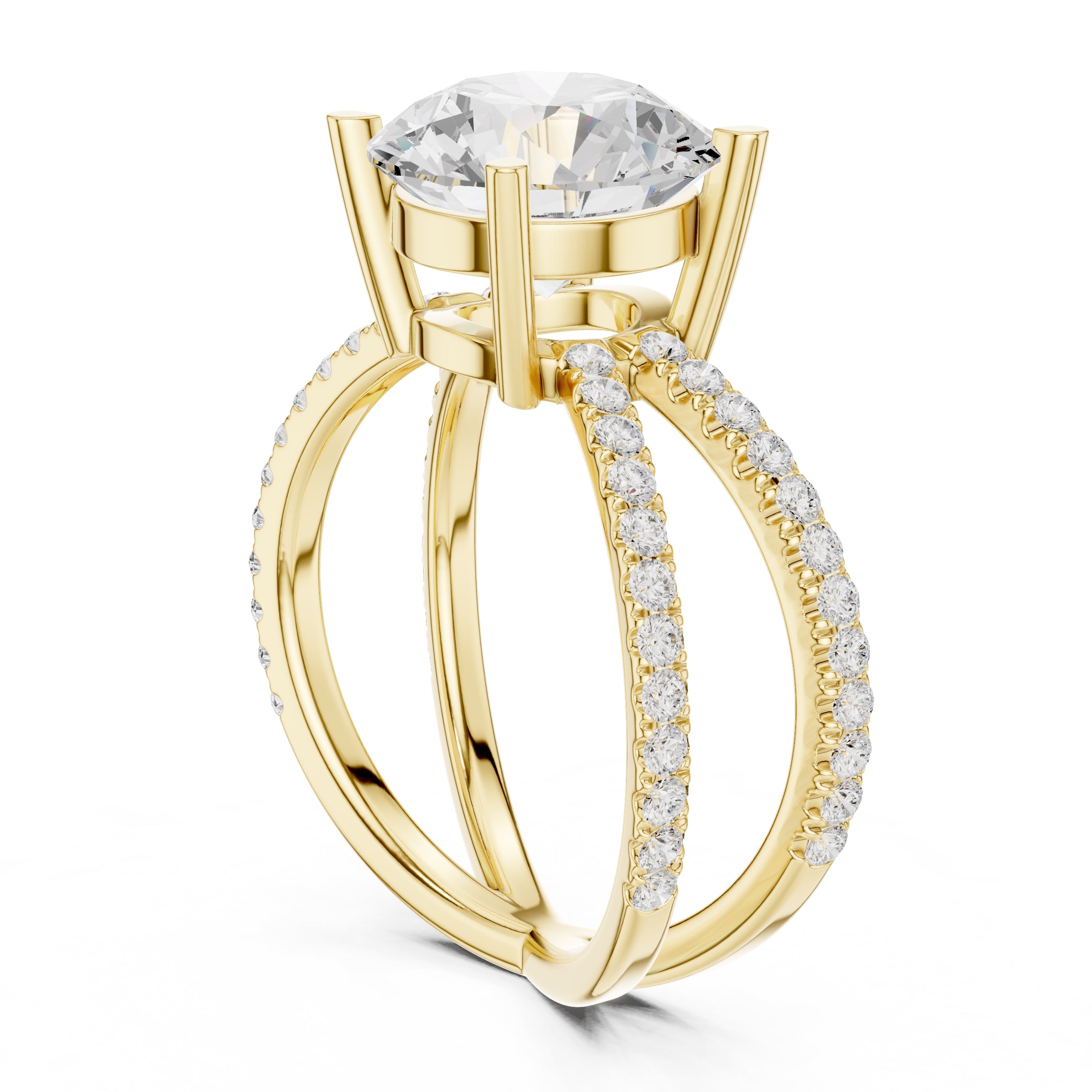 The Entwined Embrace Ring 2.5ct Yellow Gold Round