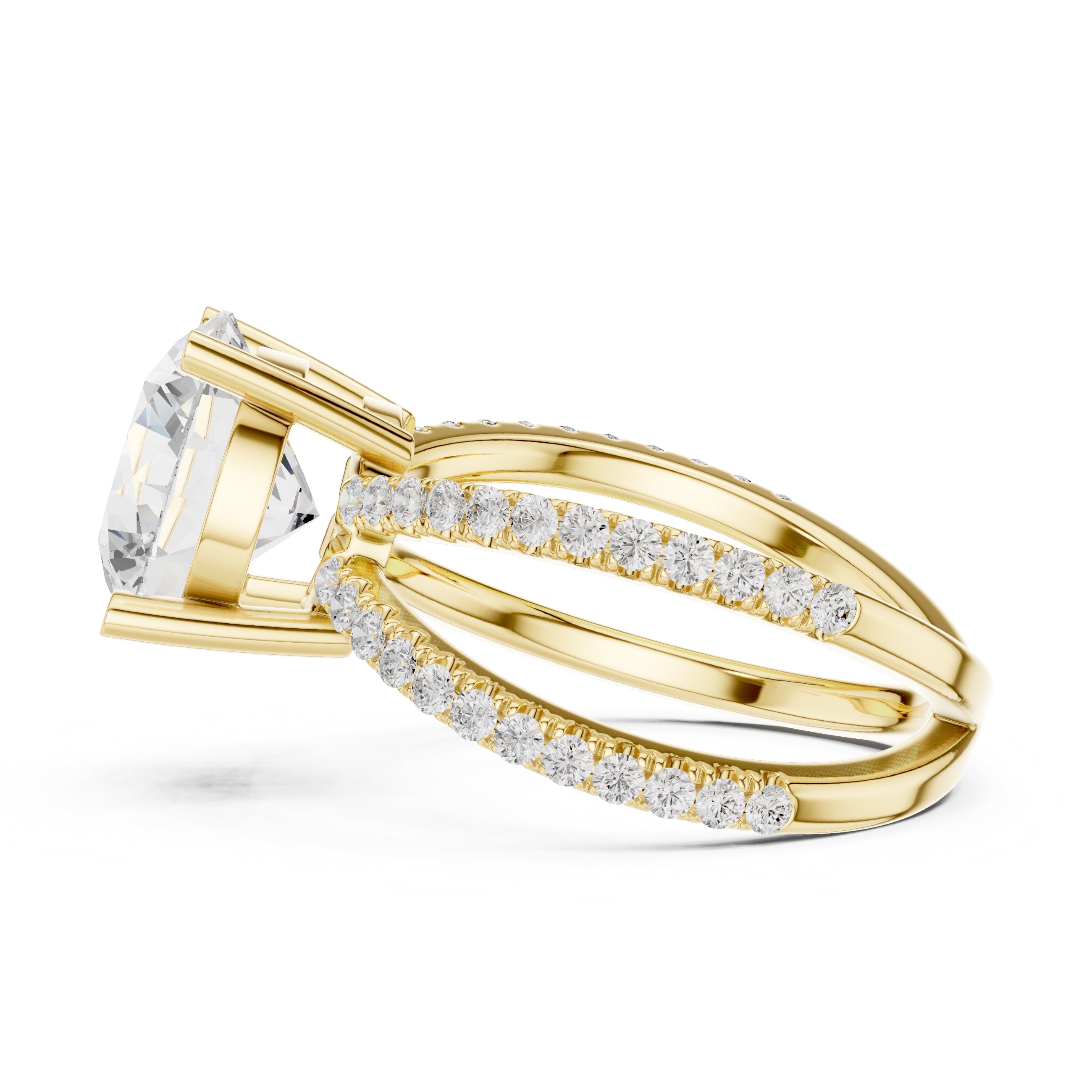 The Entwined Embrace Ring 2.5ct Yellow Gold Round
