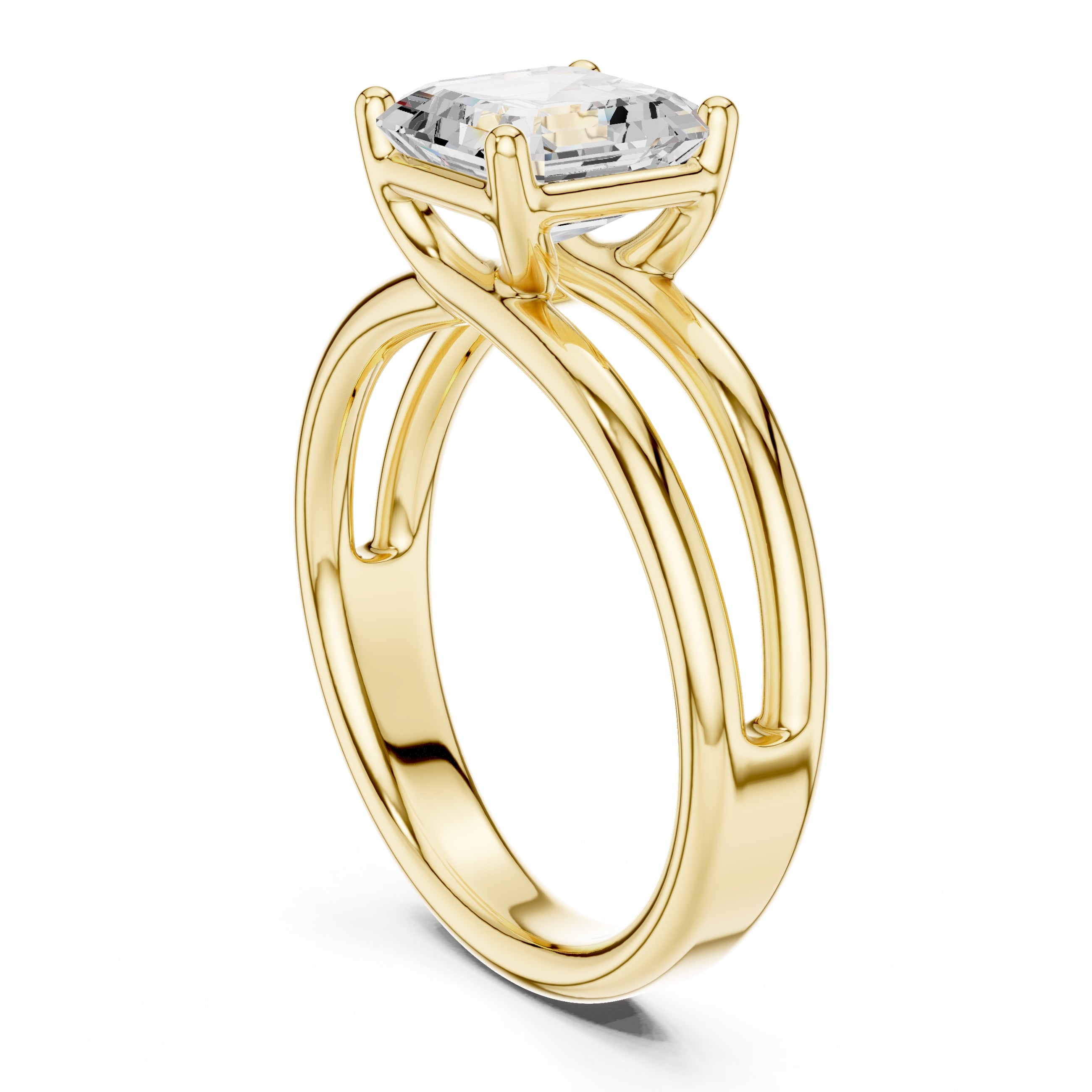 The Floating Horizon Ring 2ct Yellow Gold Asscher