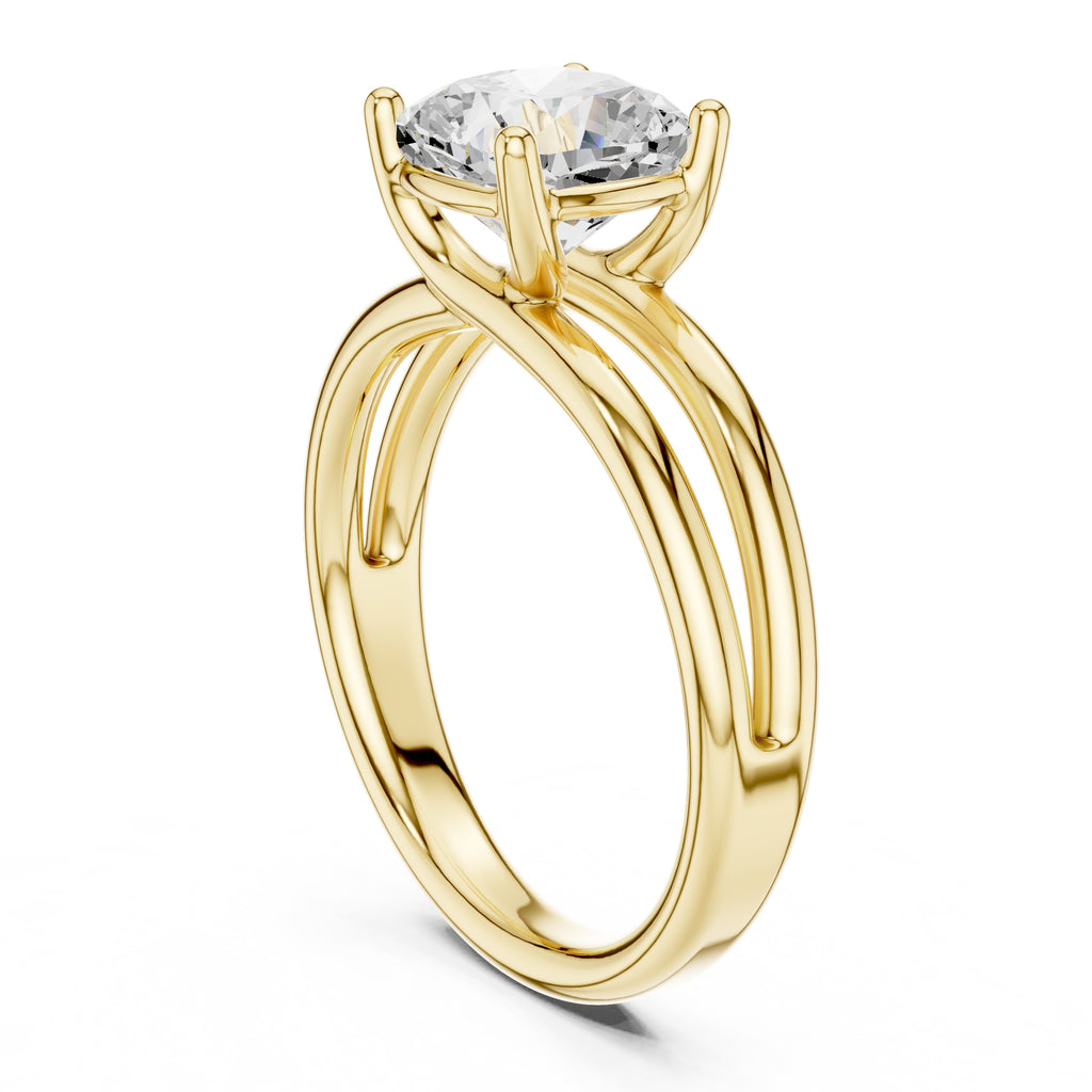 The Floating Horizon Ring 2ct Yellow Gold Cushion