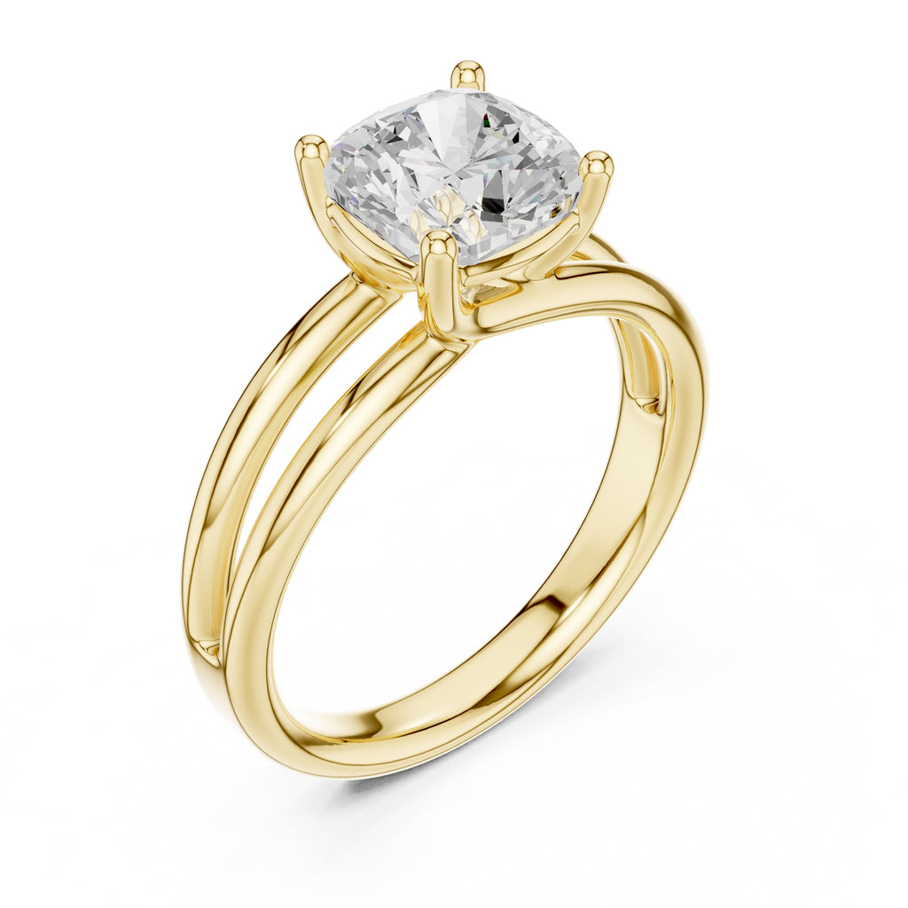 The Floating Horizon Ring 2ct Yellow Gold Cushion