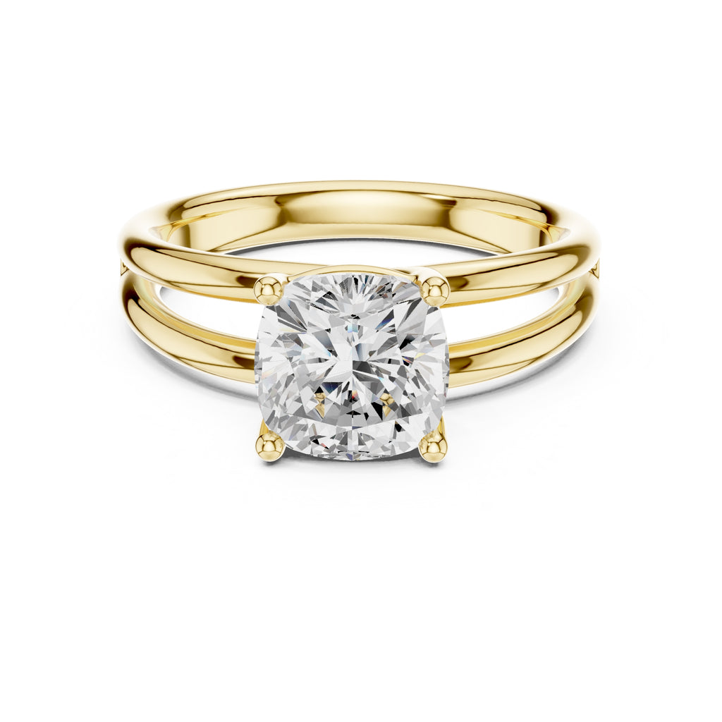 The Floating Horizon Ring 2ct Yellow Gold Cushion