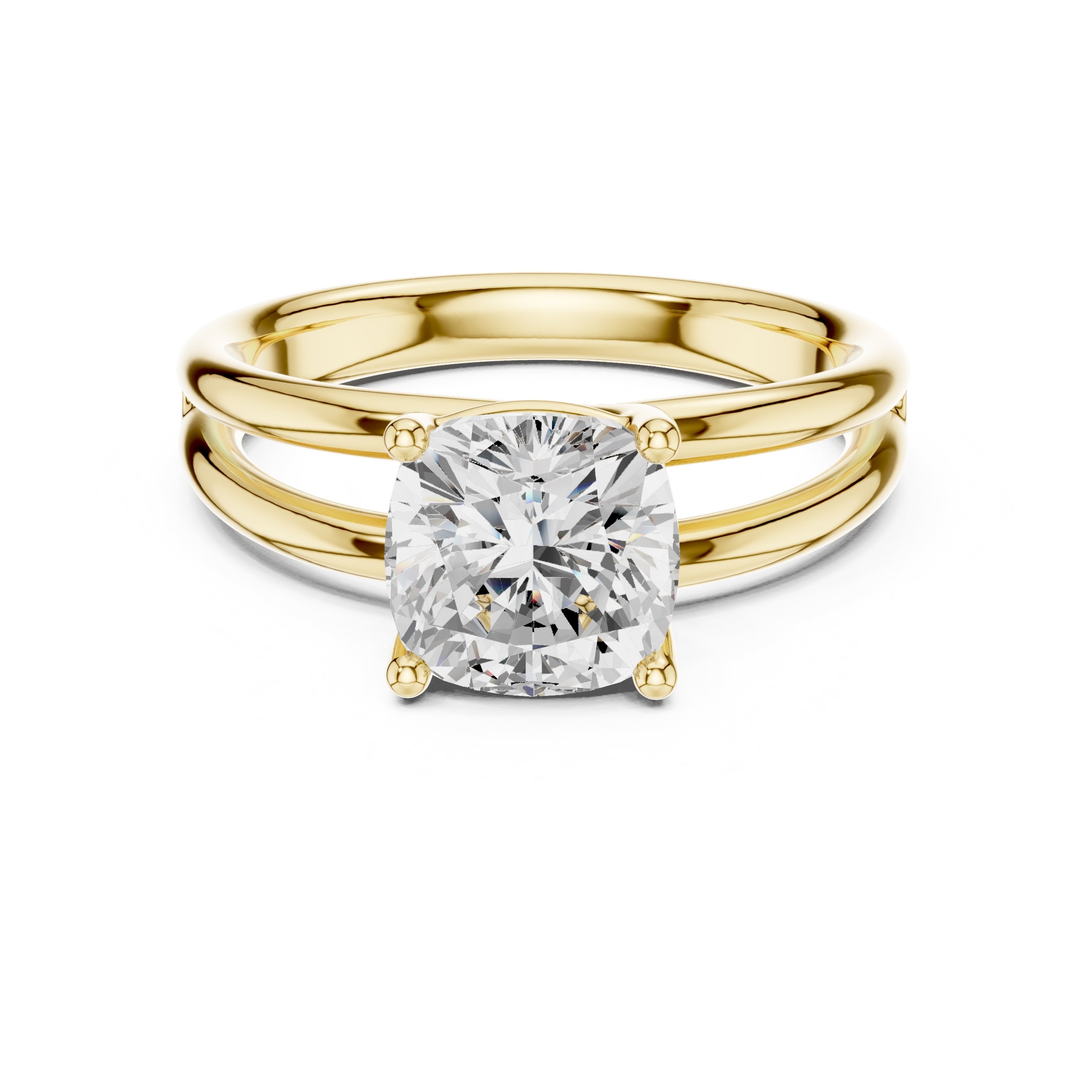 The Floating Horizon Ring 2ct Yellow Gold Cushion