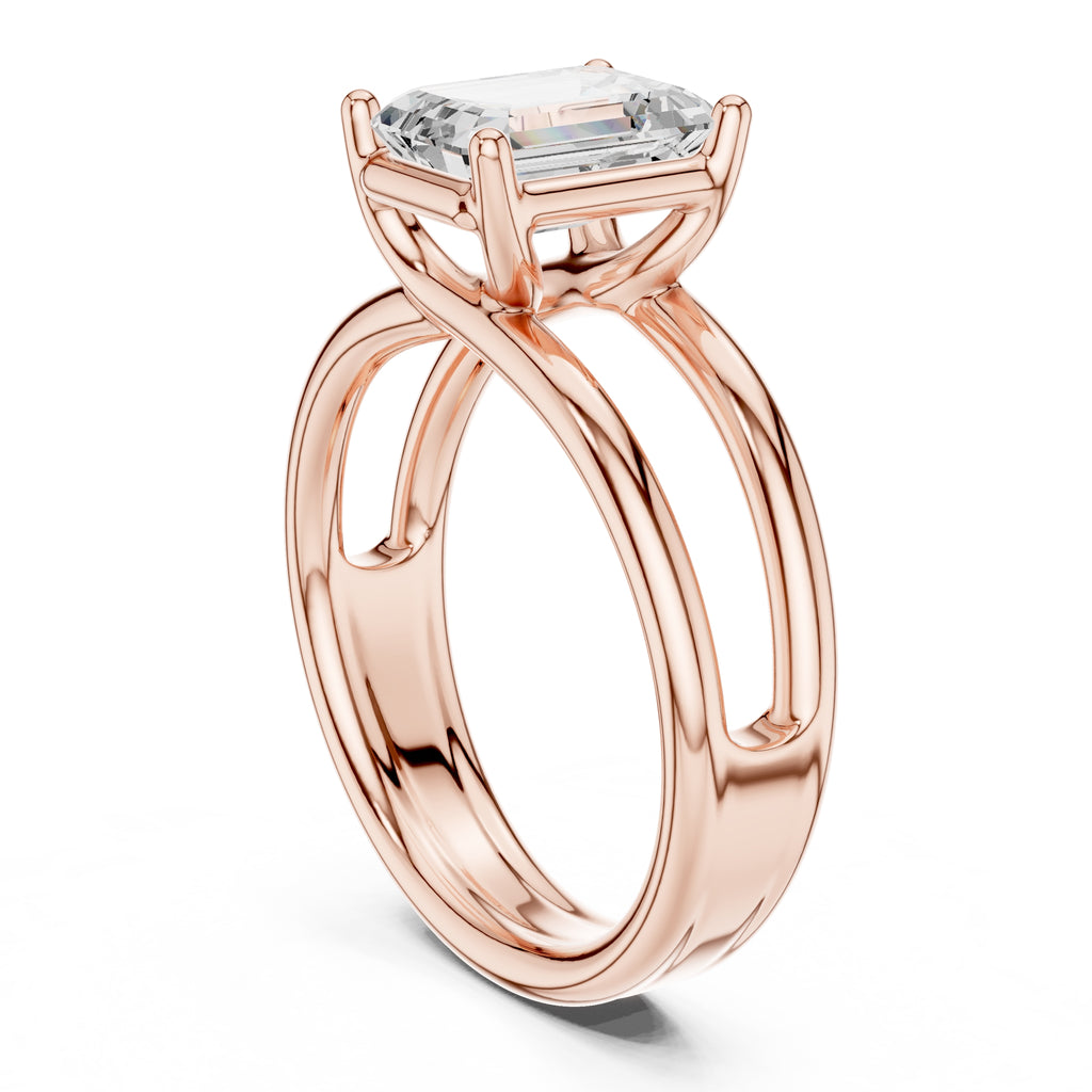 The Floating Horizon Ring 2ct Rose Gold Emerald