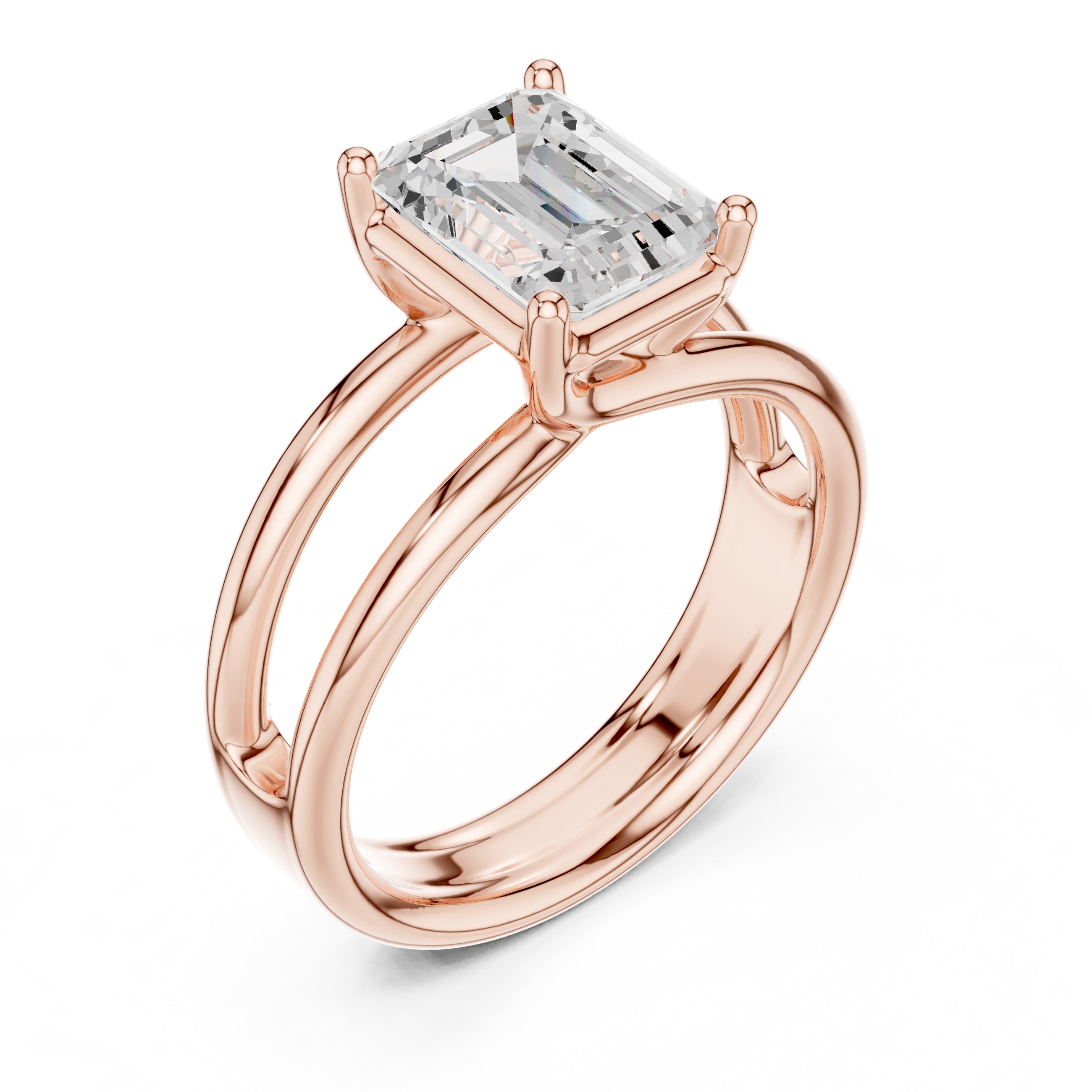 The Floating Horizon Ring 2ct Rose Gold Emerald