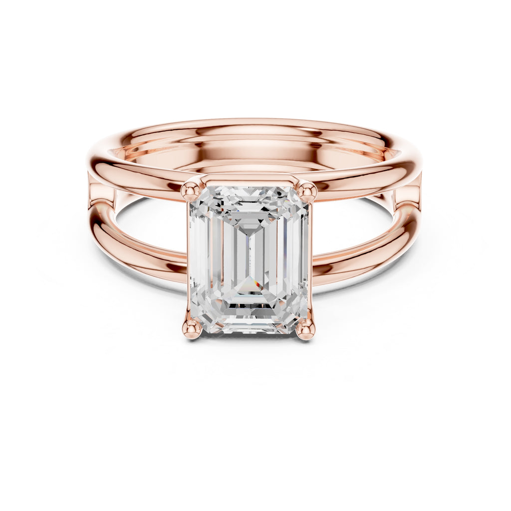 The Floating Horizon Ring 2ct Rose Gold Emerald