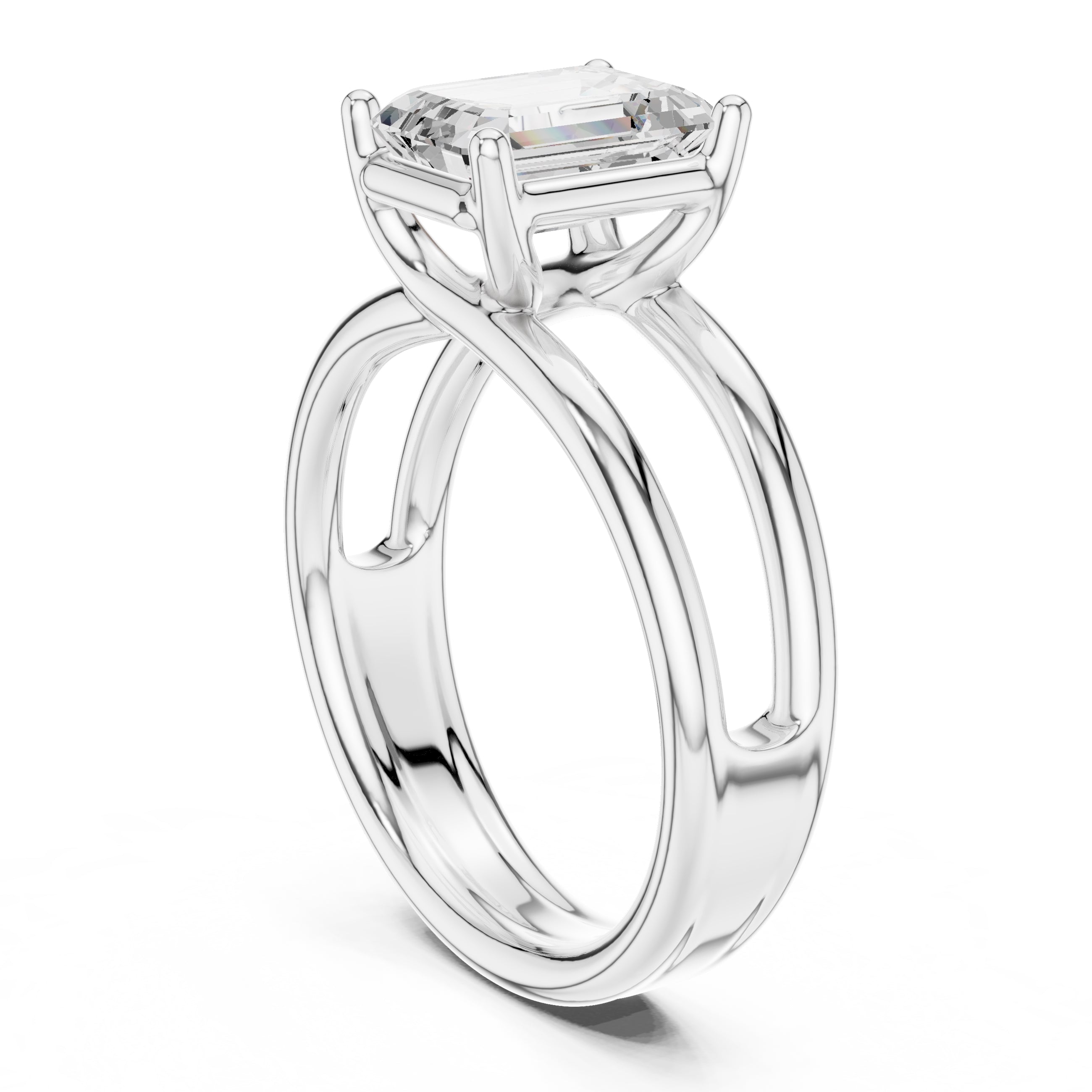 The Floating Horizon Ring 2ct White Gold Emerald