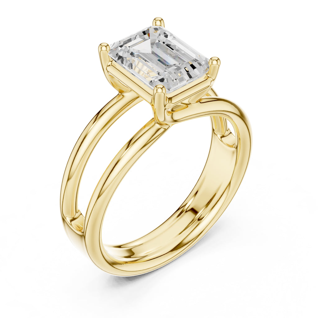 The Floating Horizon Ring 2ct Yellow Gold Emerald