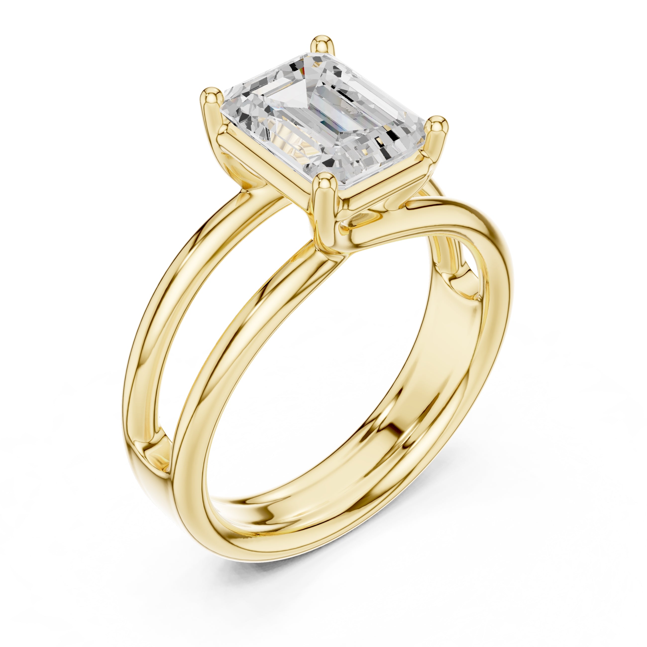 The Floating Horizon Ring 2ct Yellow Gold Emerald