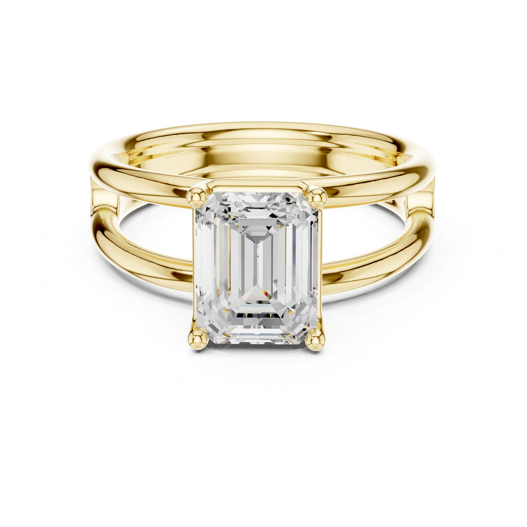 The Floating Horizon Ring 2ct Yellow Gold Emerald