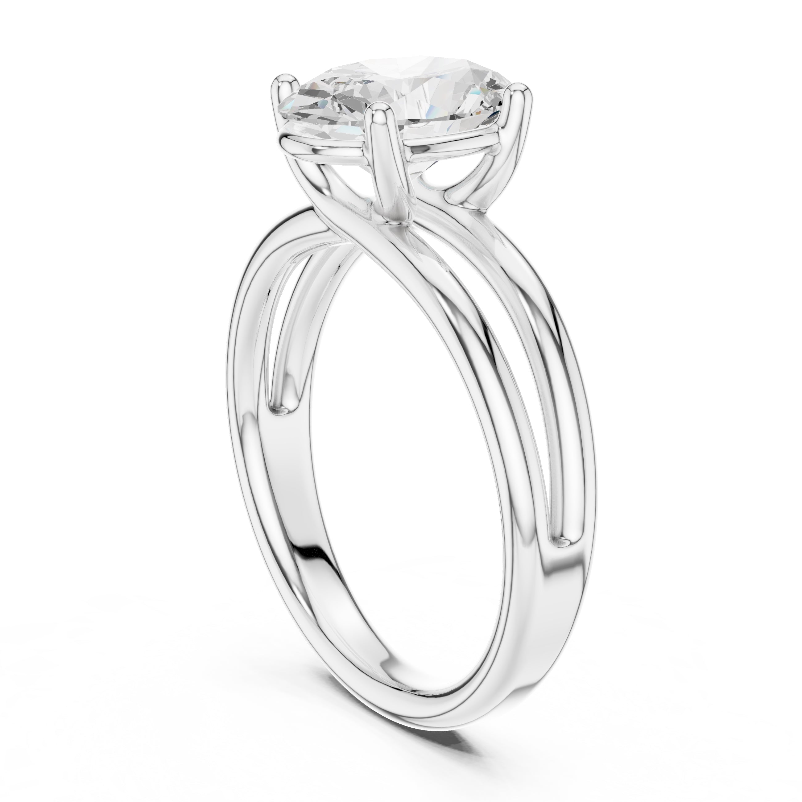The Floating Horizon Ring 2ct White Gold Oval