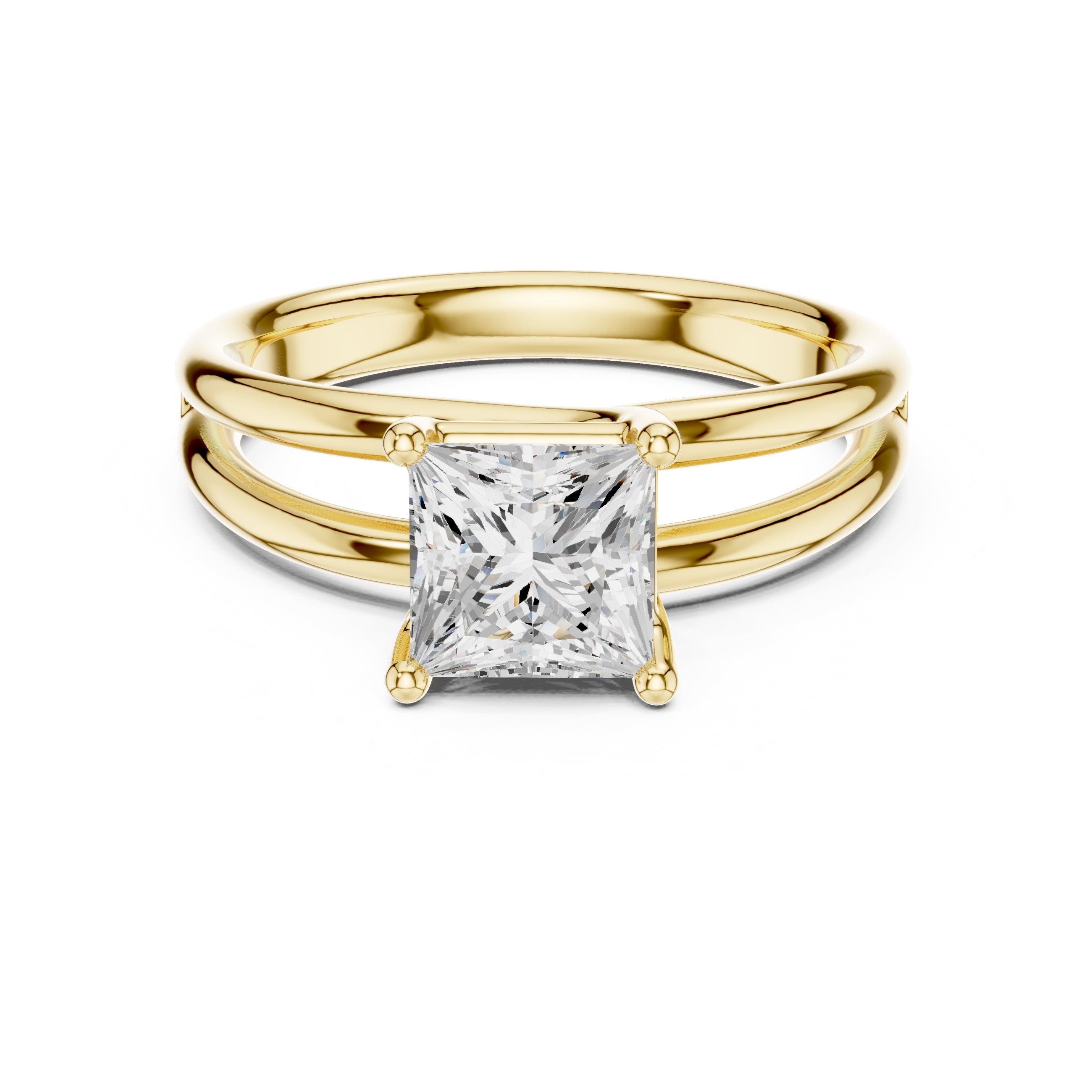 The Floating Horizon Ring 2ct Yellow Gold Princess