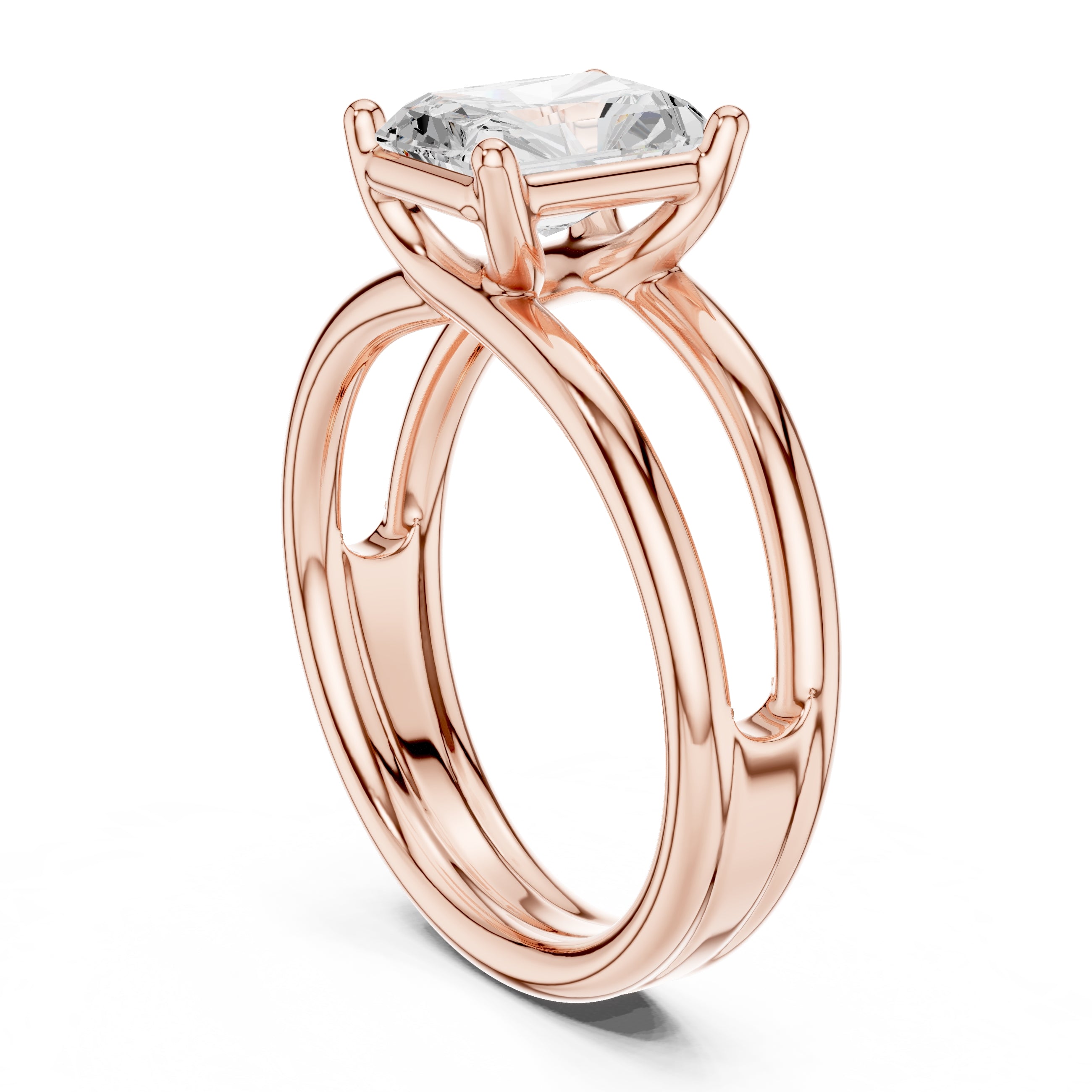 The Floating Horizon Ring 2ct Rose Gold Radiant