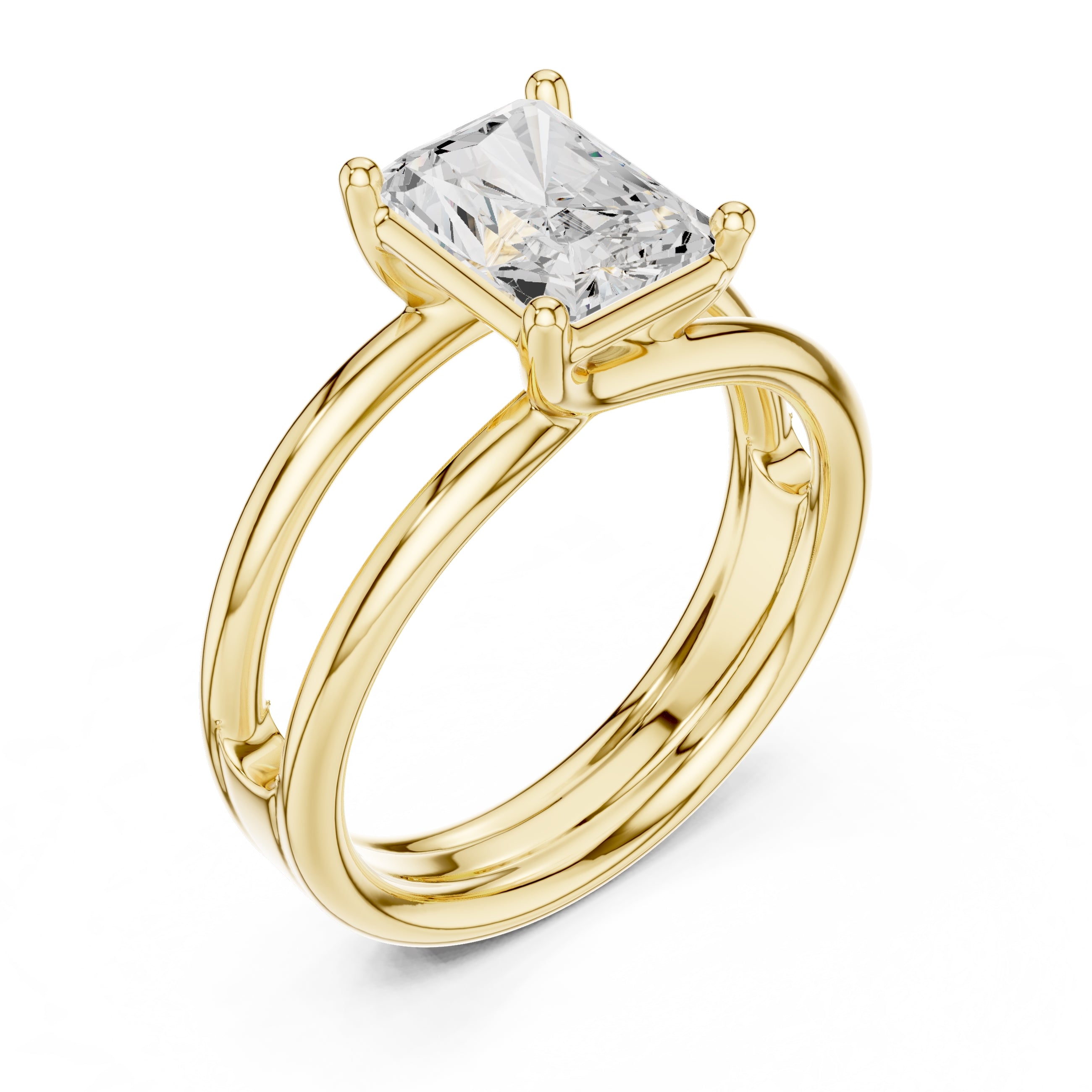 The Floating Horizon Ring 2ct Yellow Gold Radiant