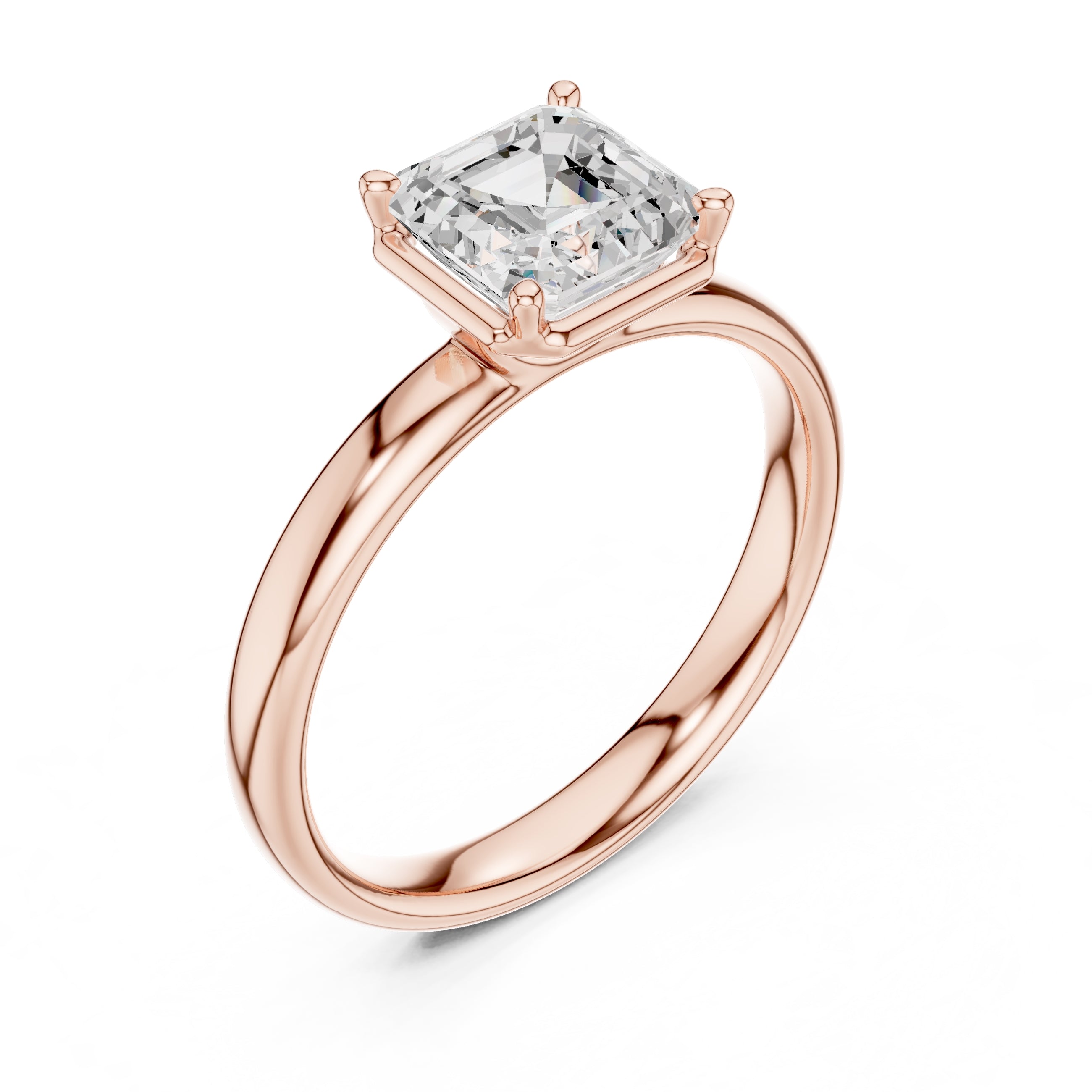The Golden Pillar Solitaire 1.5ct Rose Gold Asscher