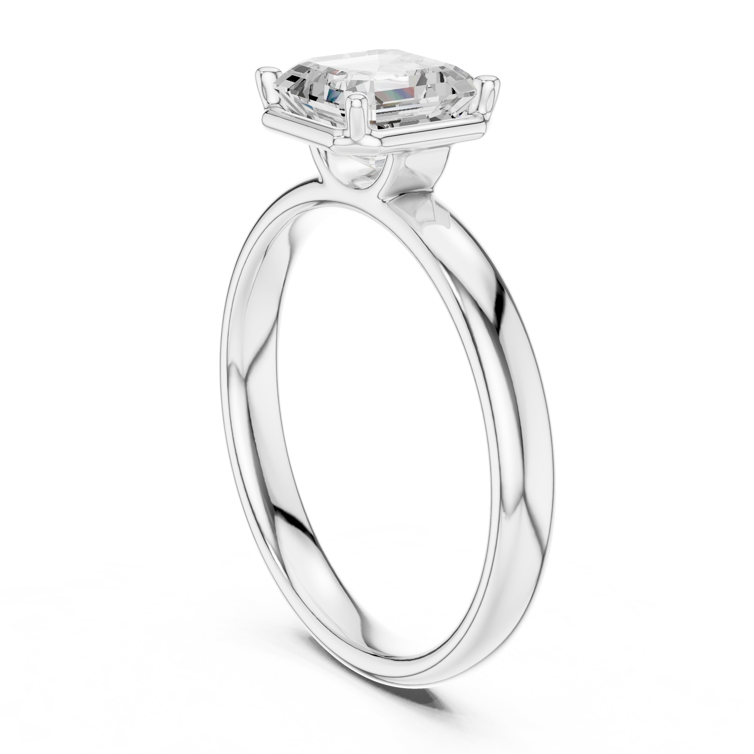 The Golden Pillar Solitaire 1.5ct White Gold Asscher