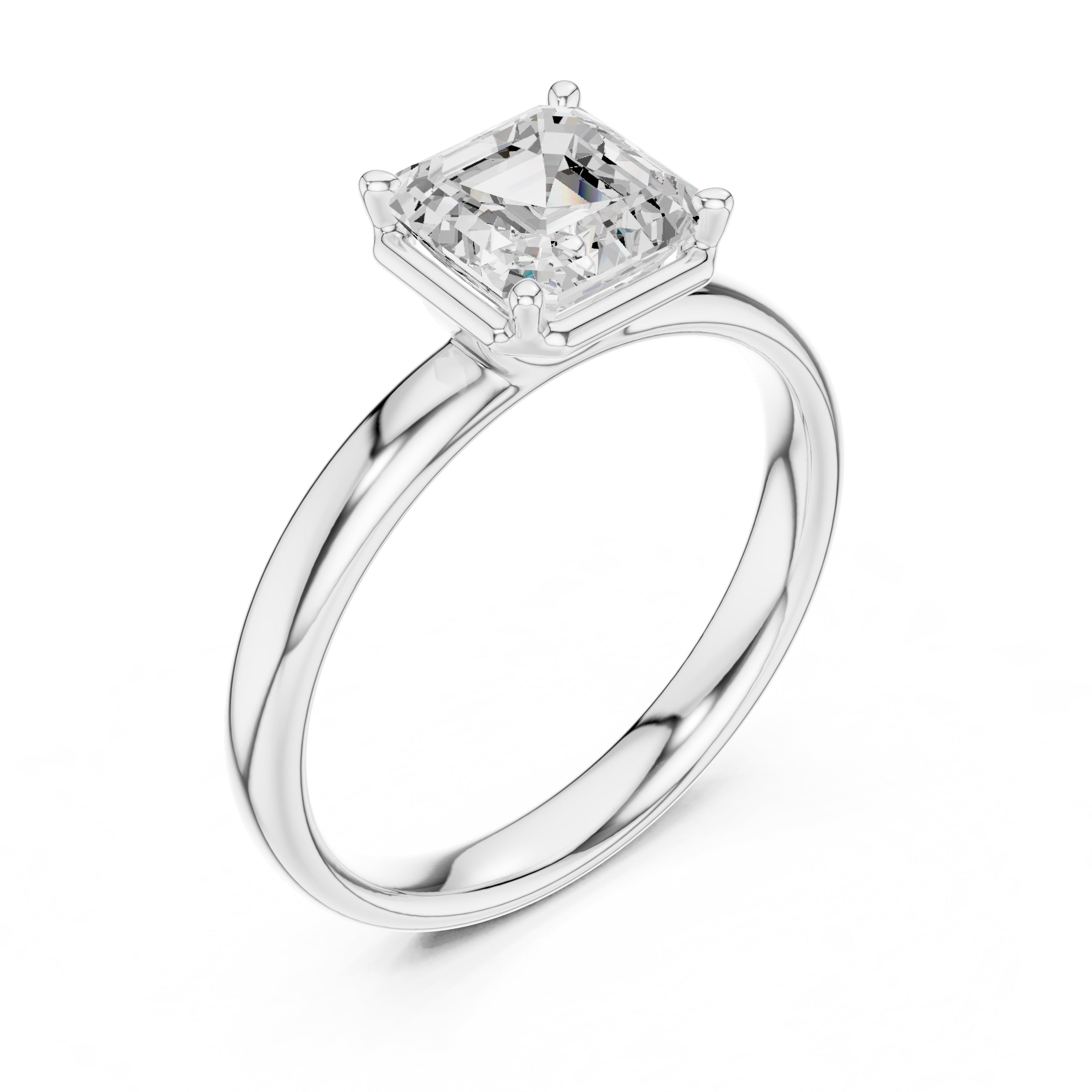 The Golden Pillar Solitaire 1.5ct White Gold Asscher