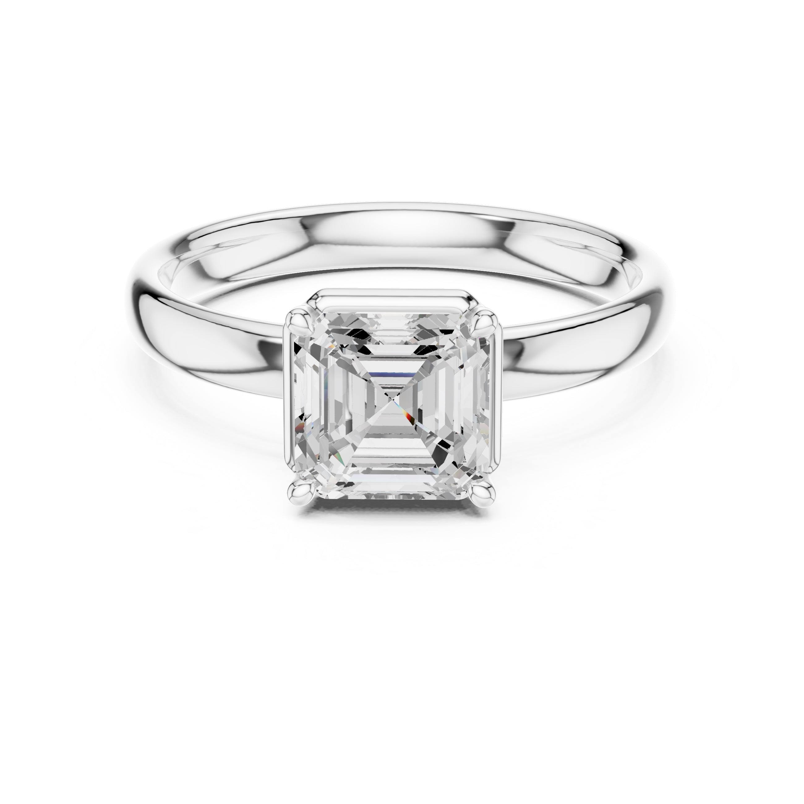 The Golden Pillar Solitaire 1.5ct White Gold Asscher
