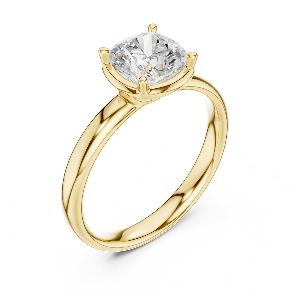The Golden Pillar Solitaire 1.5ct Yellow Gold Cushion