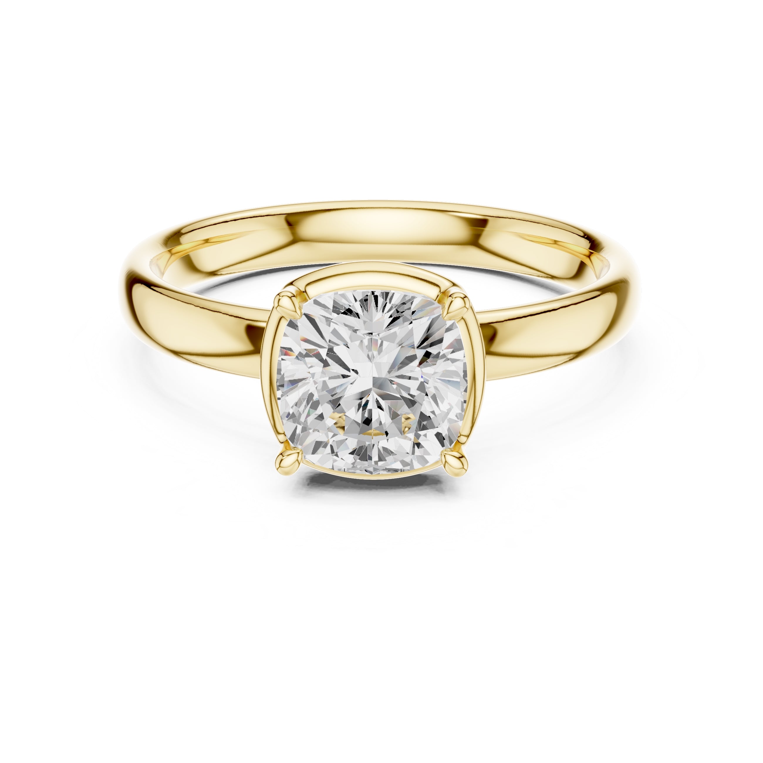 The Golden Pillar Solitaire 1.5ct Yellow Gold Cushion