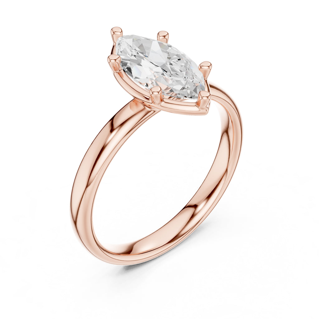 The Golden Pillar Solitaire 1.5ct Rose Gold Marquise