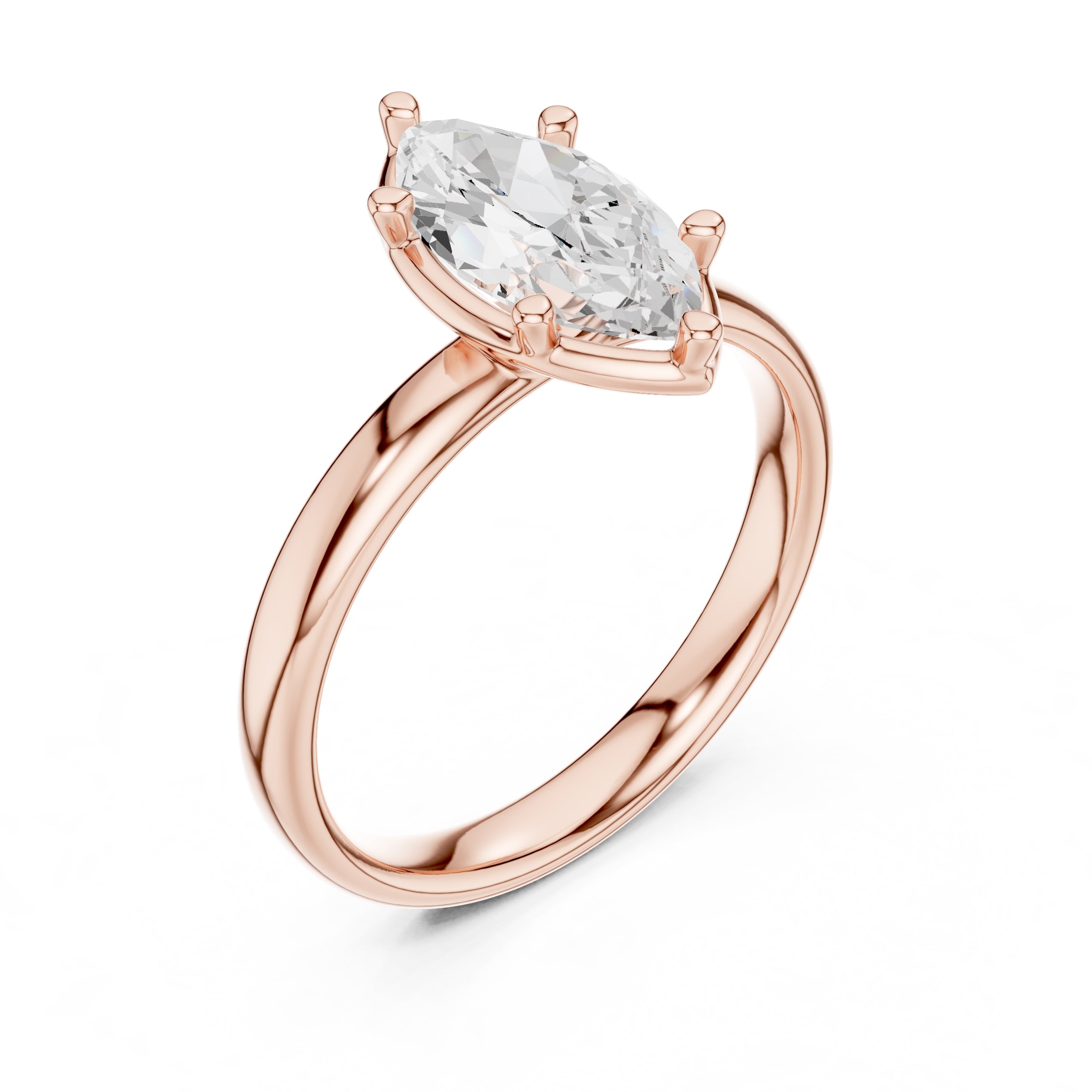 The Golden Pillar Solitaire 1.5ct Rose Gold Marquise