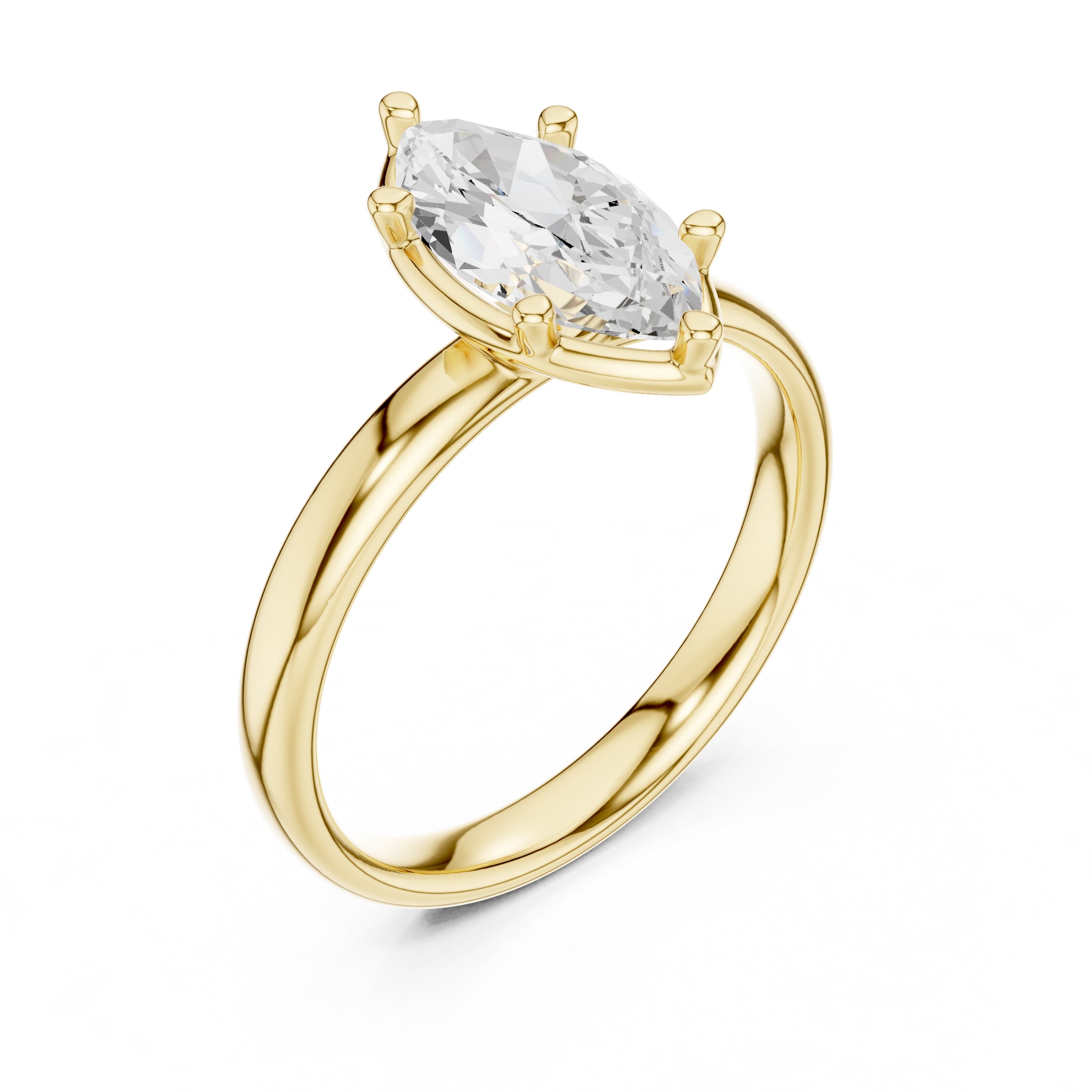 The Golden Pillar Solitaire 1.5ct Yellow Gold Marquise