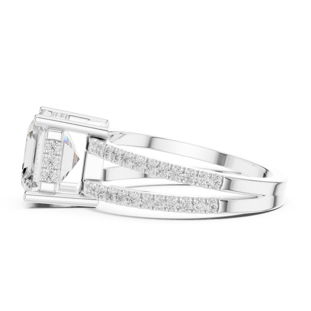 The Crowned Bridge Ring 3ct White Gold Asscher