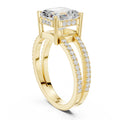 The Crowned Bridge Ring 3ct Yellow Gold Asscher
