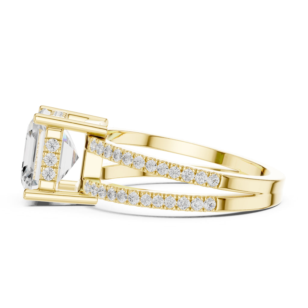 The Crowned Bridge Ring 3ct Yellow Gold Asscher