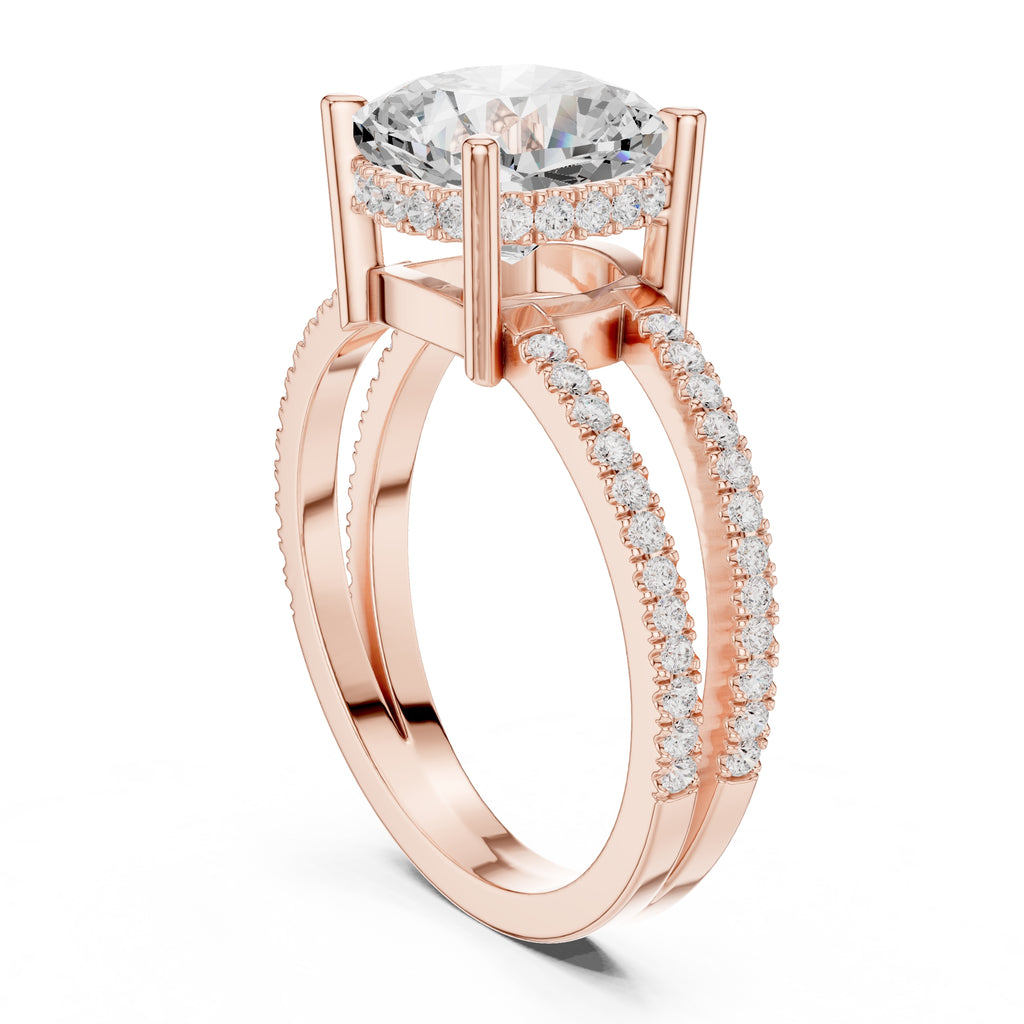 The Crowned Bridge Ring 3ct Rose Gold Cushion