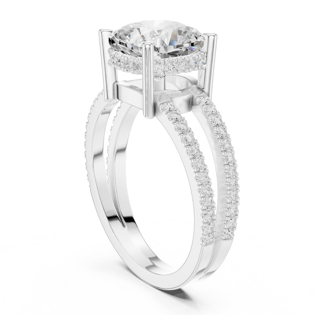 The Crowned Bridge Ring 3ct White Gold Cushion